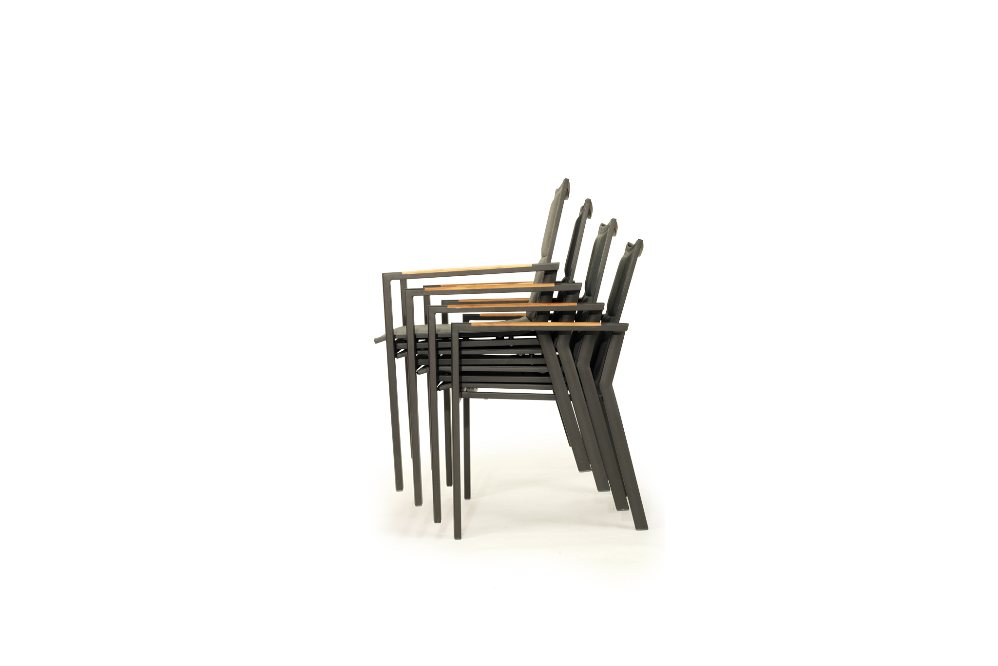 Roberto Stackable Outdoor Dining Chair - Asteroid Black (Charcoal) - Set of 4 - Image 11