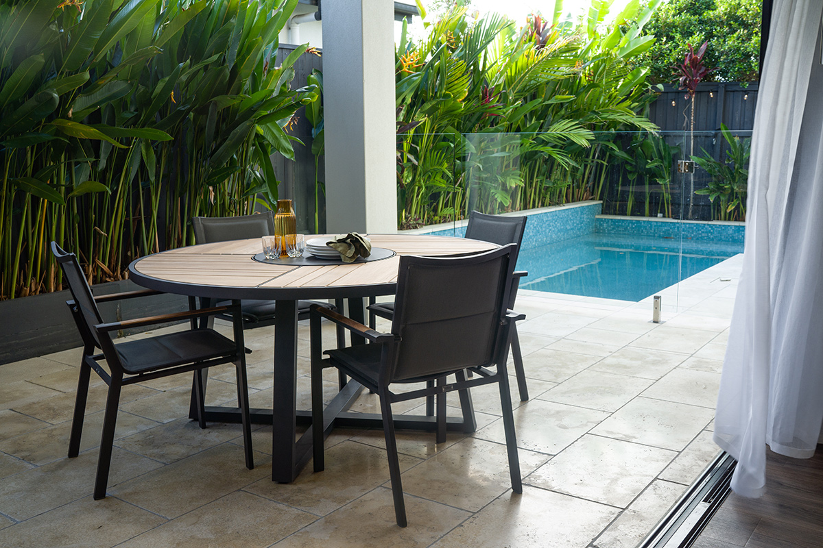 Watego Outdoor Round Dining Table - 1.6m - Asteroid Black (Charcoal) Powder Coated Legs - Image 2