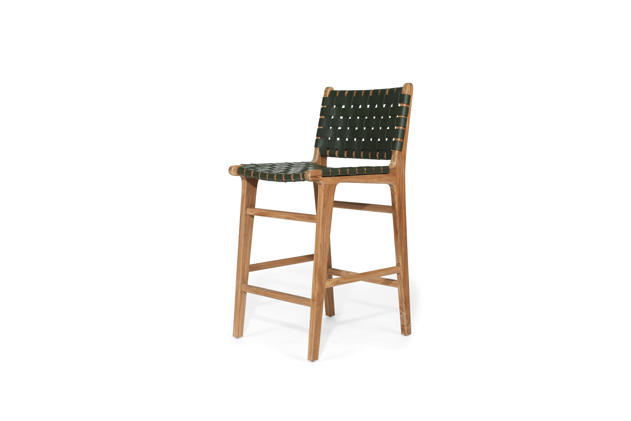 Pasadena Leather Counter Stool - Olive- Woven - Image 3