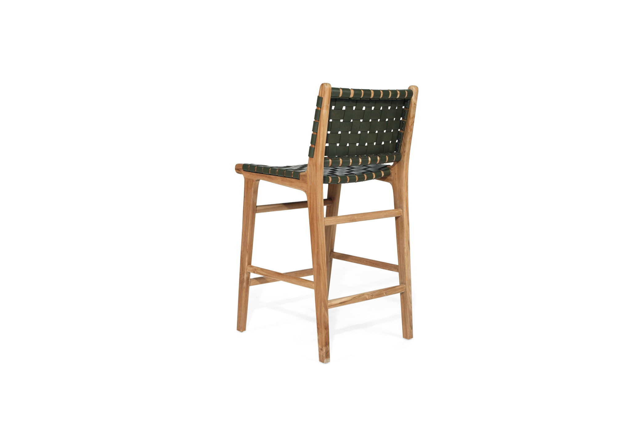 Pasadena Leather Counter Stool - Olive- Woven - Image 5