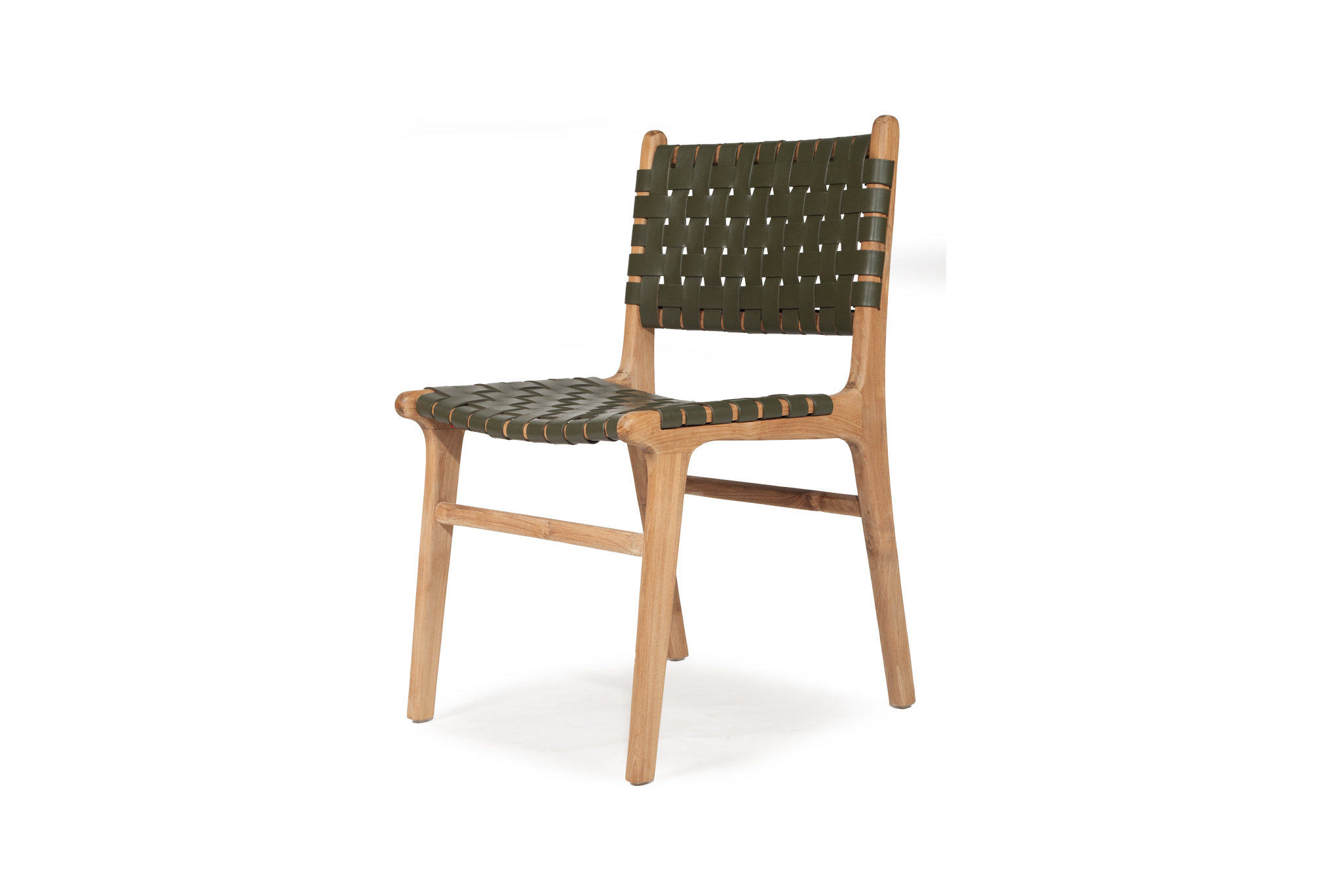 Pasadena Leather Side Chair - Woven - Olive