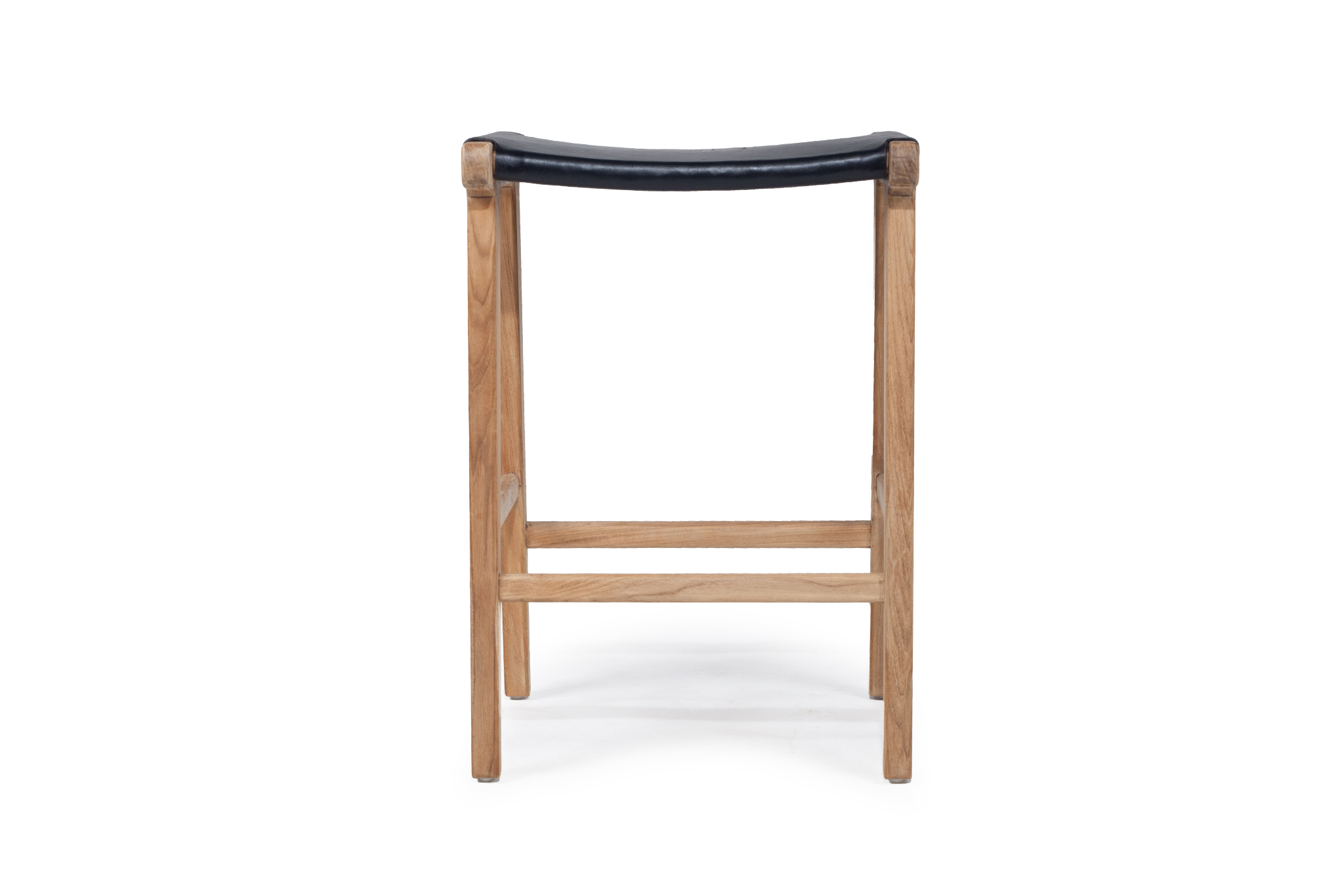 Pasadena Leather Saddle Stool - Black - Flat