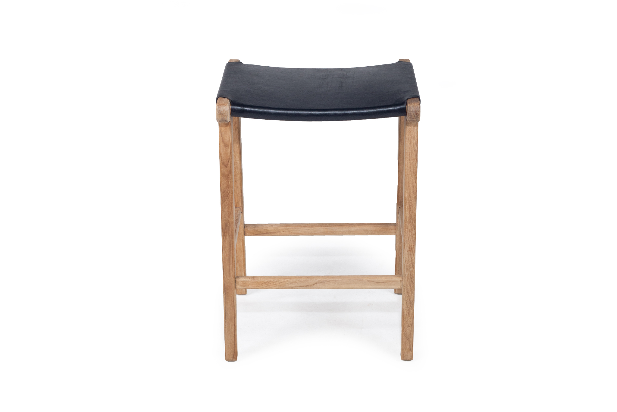 Pasadena Leather Saddle Stool - Black - Flat - Image 4