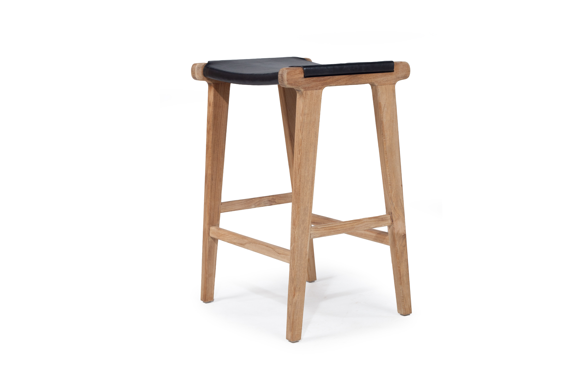 Pasadena Leather Saddle Stool - Black - Flat - Image 3