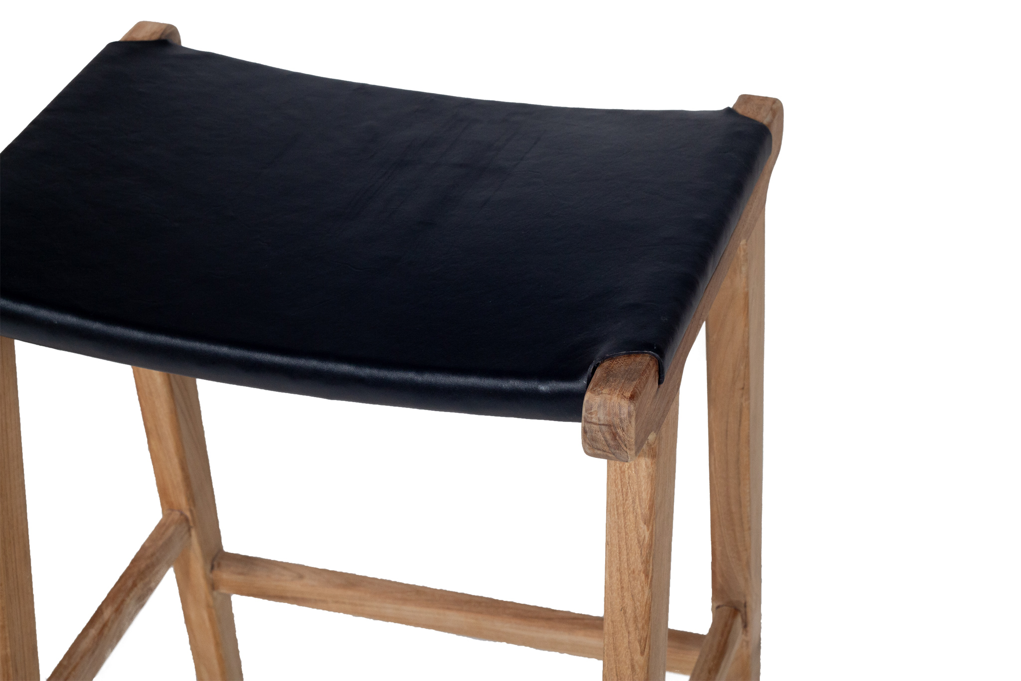 Pasadena Leather Saddle Stool - Black - Flat - Image 6