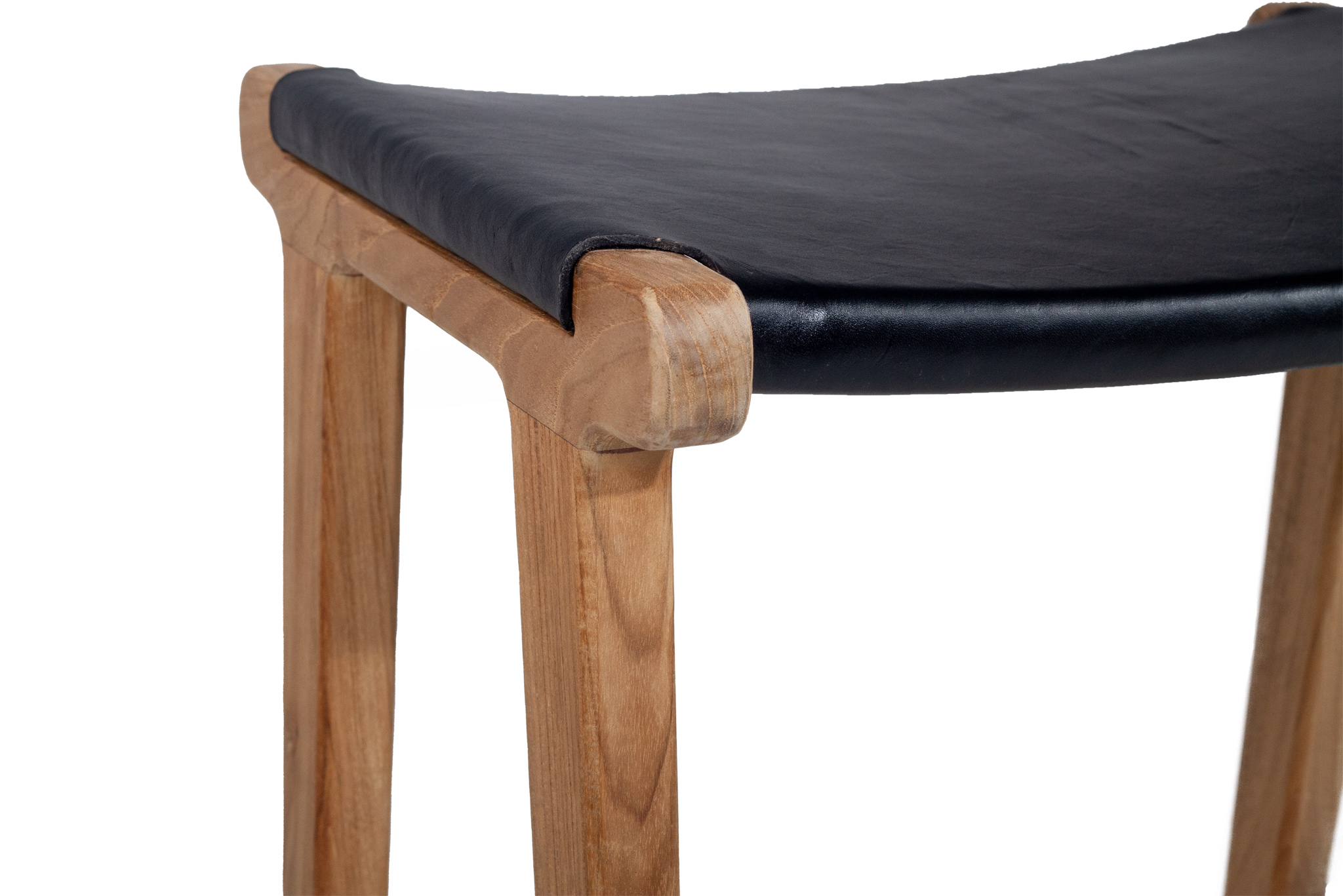 Pasadena Leather Saddle Stool - Black - Flat - Image 7