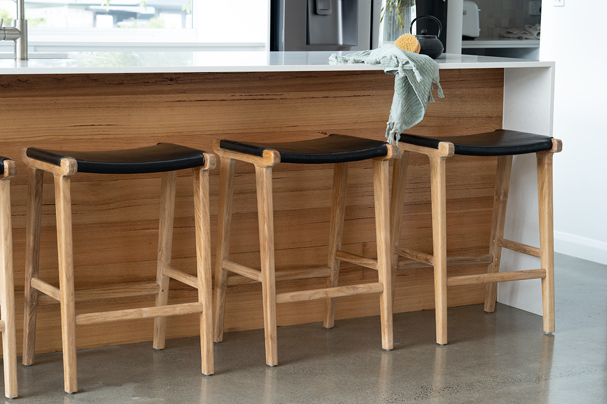 Pasadena Leather Saddle Stool - Black - Flat - Image 10