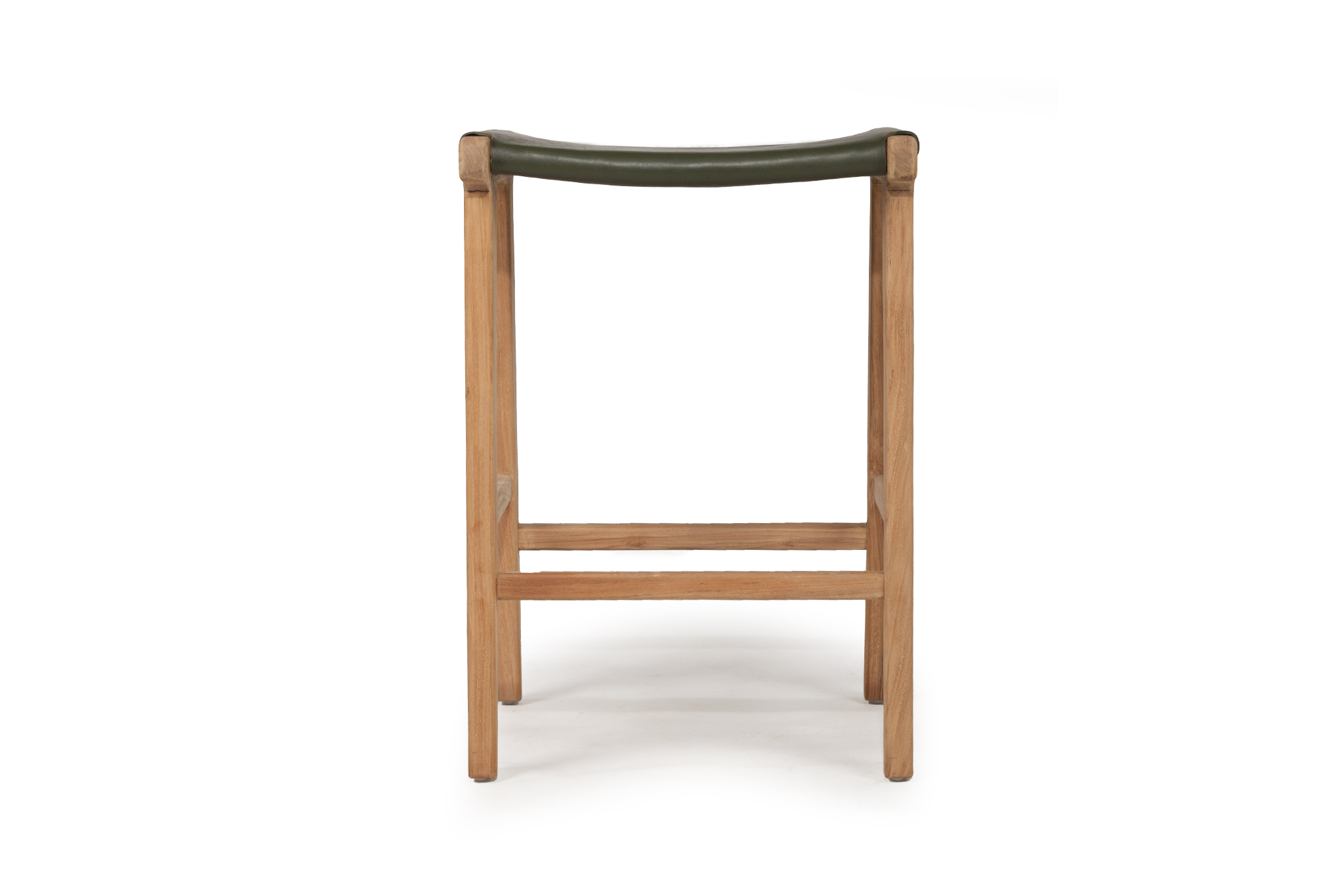 Pasadena Leather Saddle Stool - Olive - Flat