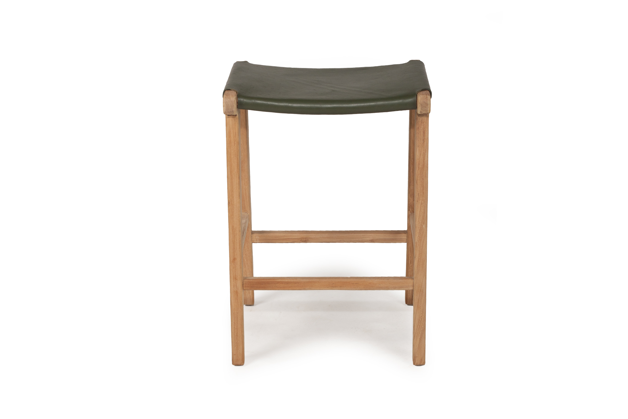 Pasadena Leather Saddle Stool - Olive - Flat - Image 4
