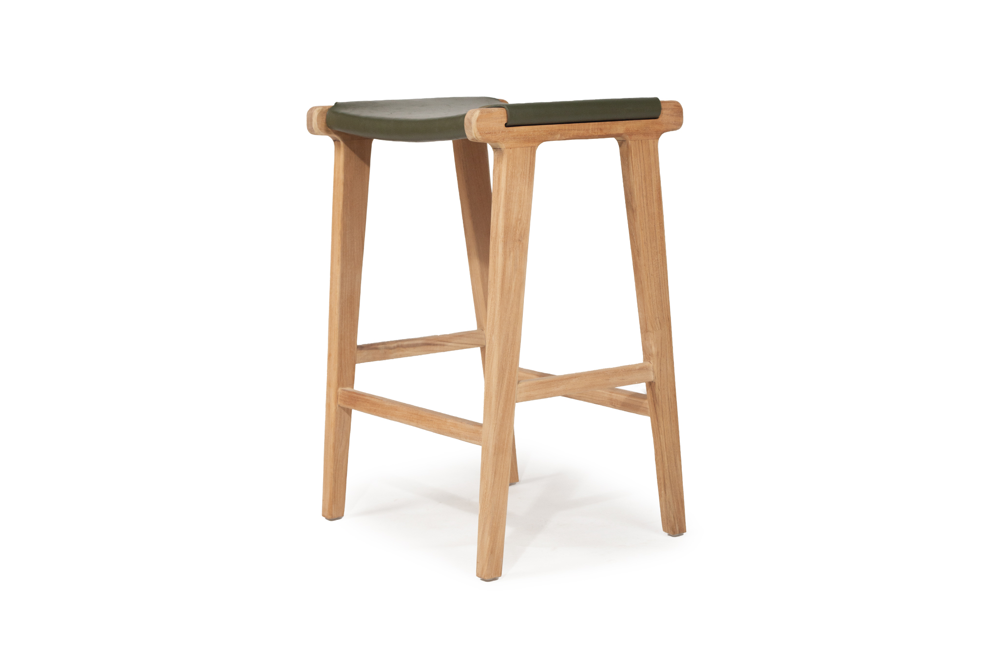 Pasadena Leather Saddle Stool - Olive - Flat - Image 3