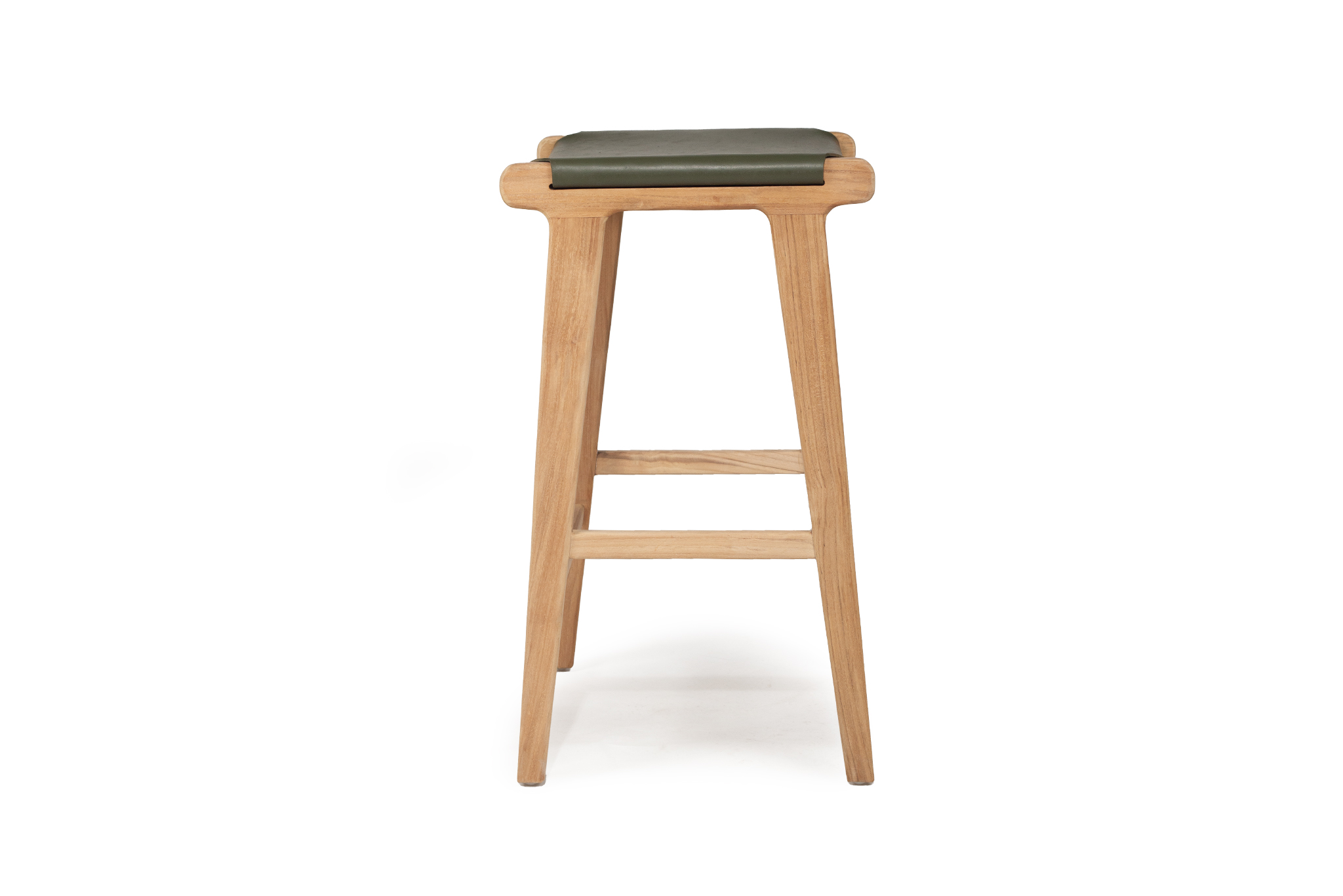 Pasadena Leather Saddle Stool - Olive - Flat - Image 5