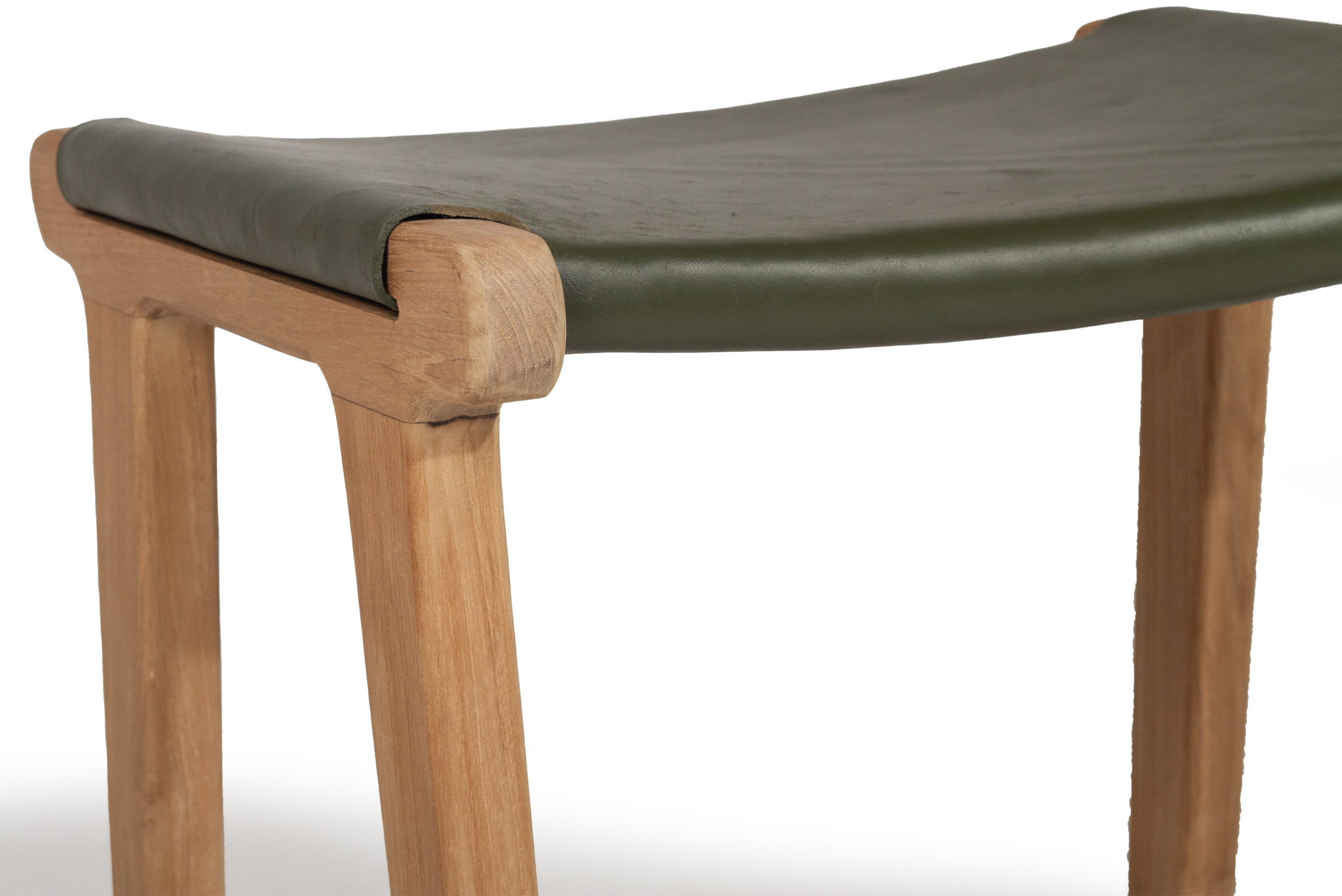 Pasadena Leather Saddle Stool - Olive - Flat - Image 7