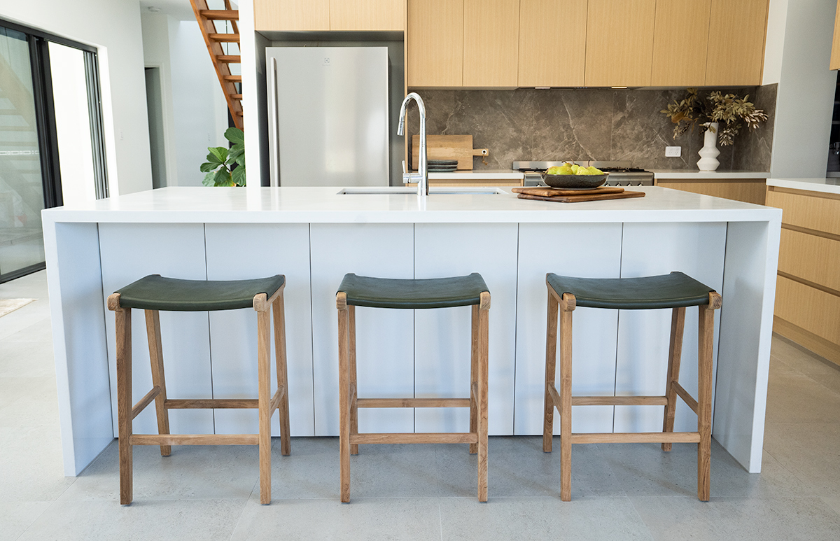 Pasadena Leather Saddle Stool - Olive - Flat - Image 2