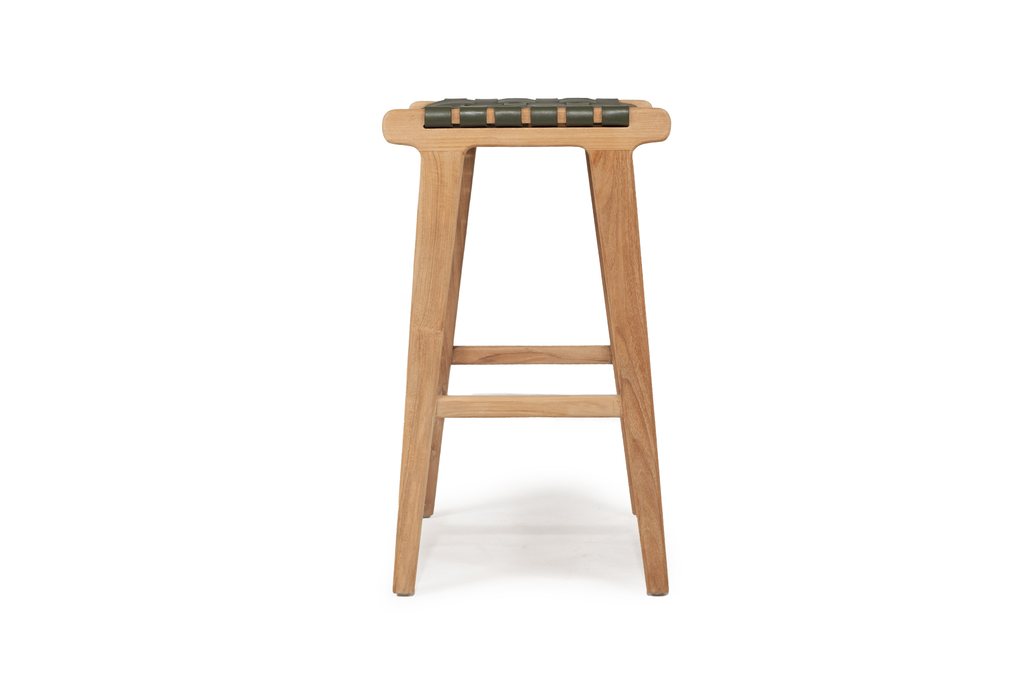 Pasadena Leather Saddle Stool - Olive - Woven - Image 5