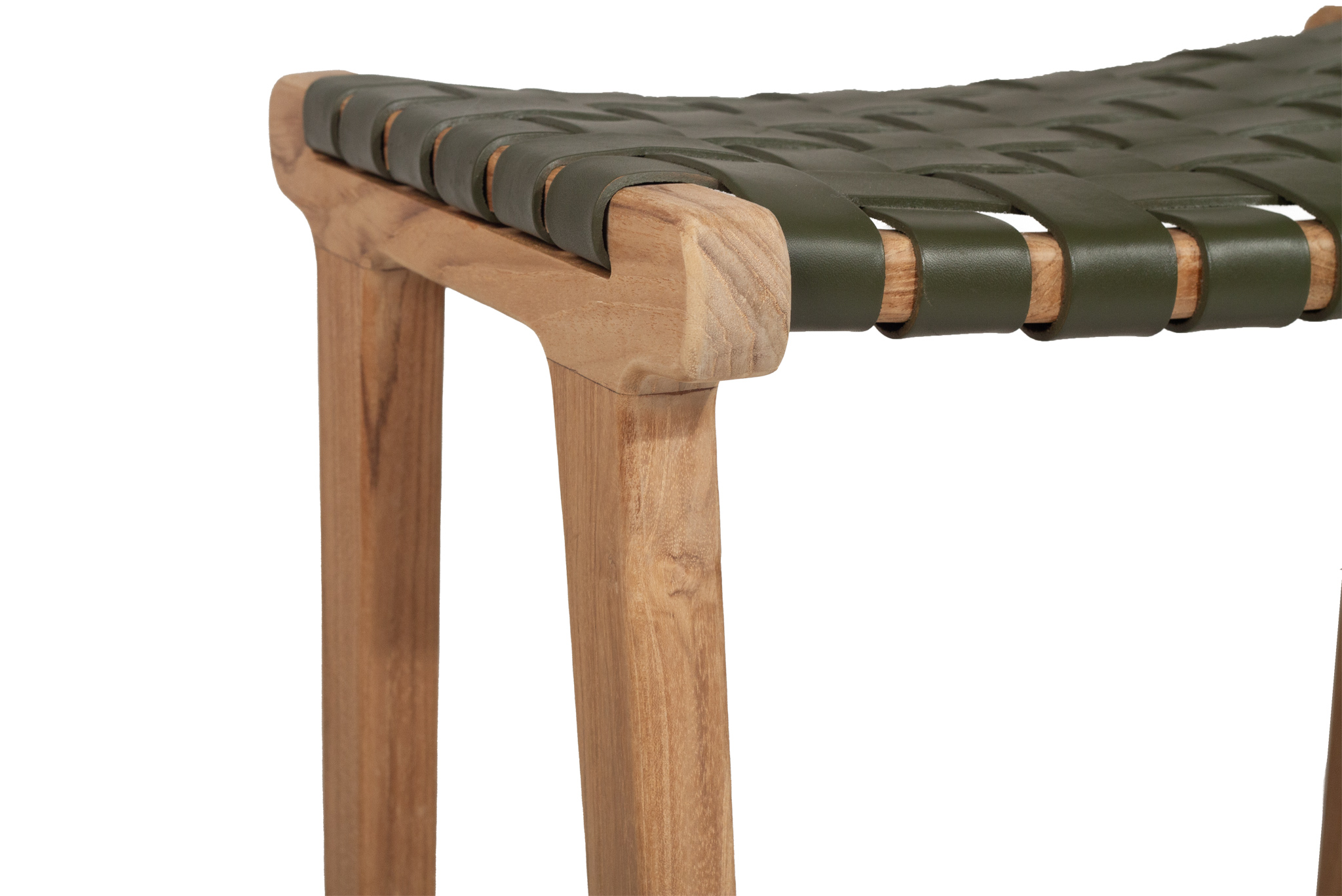 Pasadena Leather Saddle Stool - Olive - Woven - Image 6