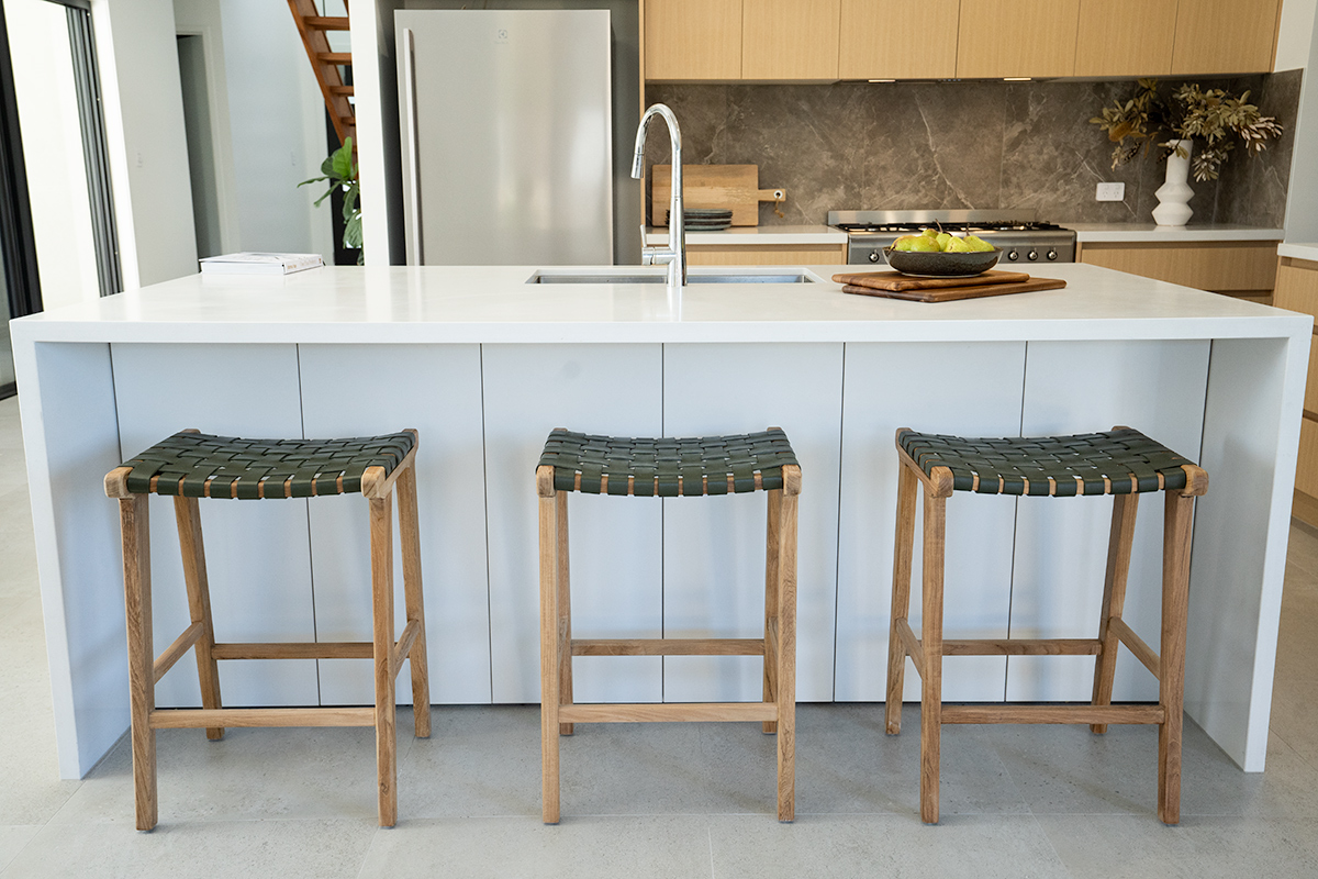 Pasadena Leather Saddle Stool - Olive - Woven - Image 9
