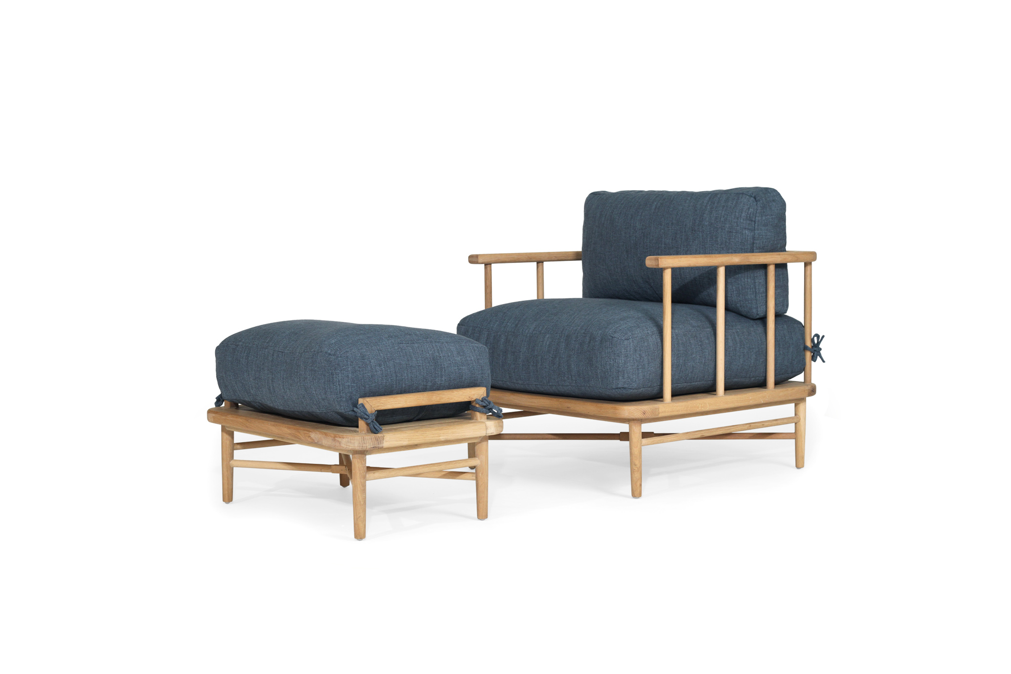 Ocea Armchair & Ottoman - Ink Blue Cushions