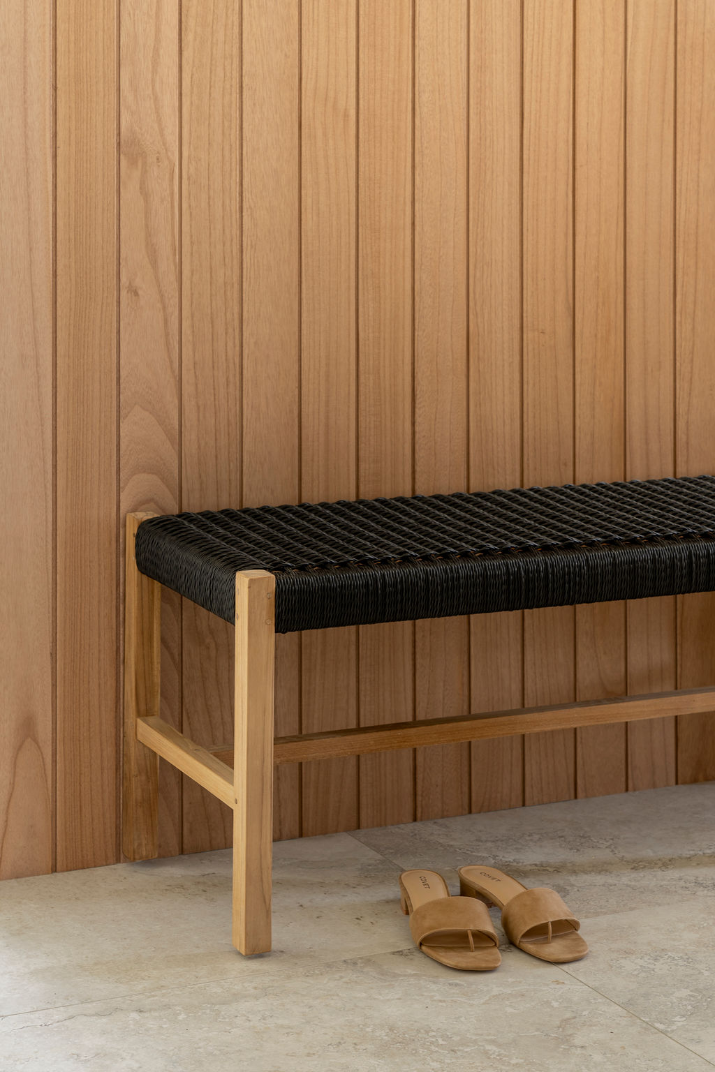 Sabai Woven Bench Seat - Black - Close Weave - Image 2