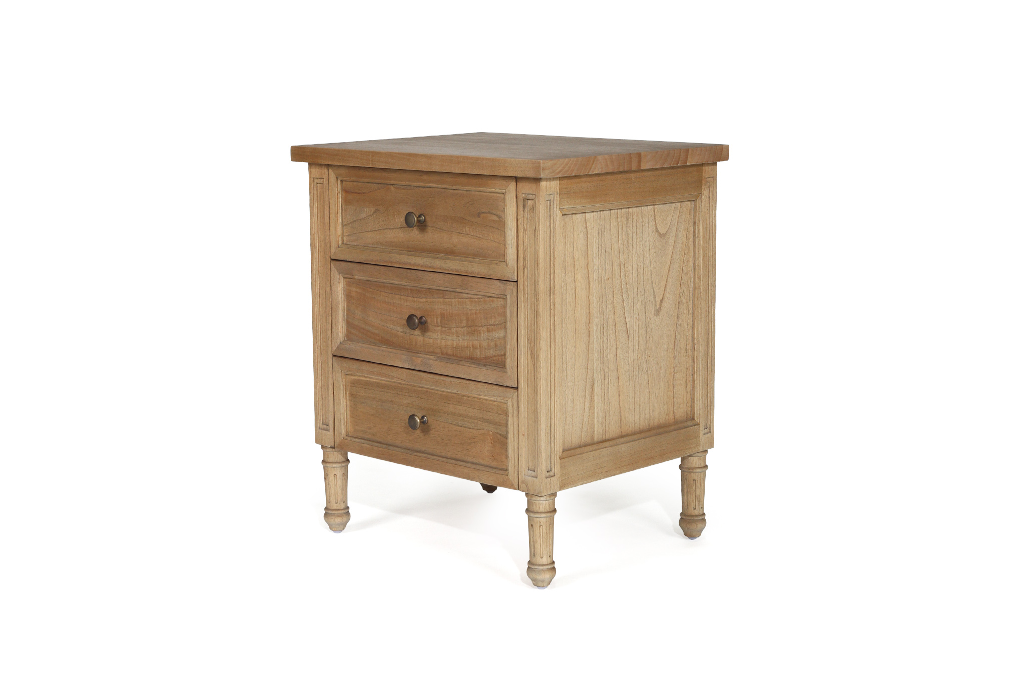 Hamilton Bedside Table - 3 Drawer - Weathered Oak - Image 3