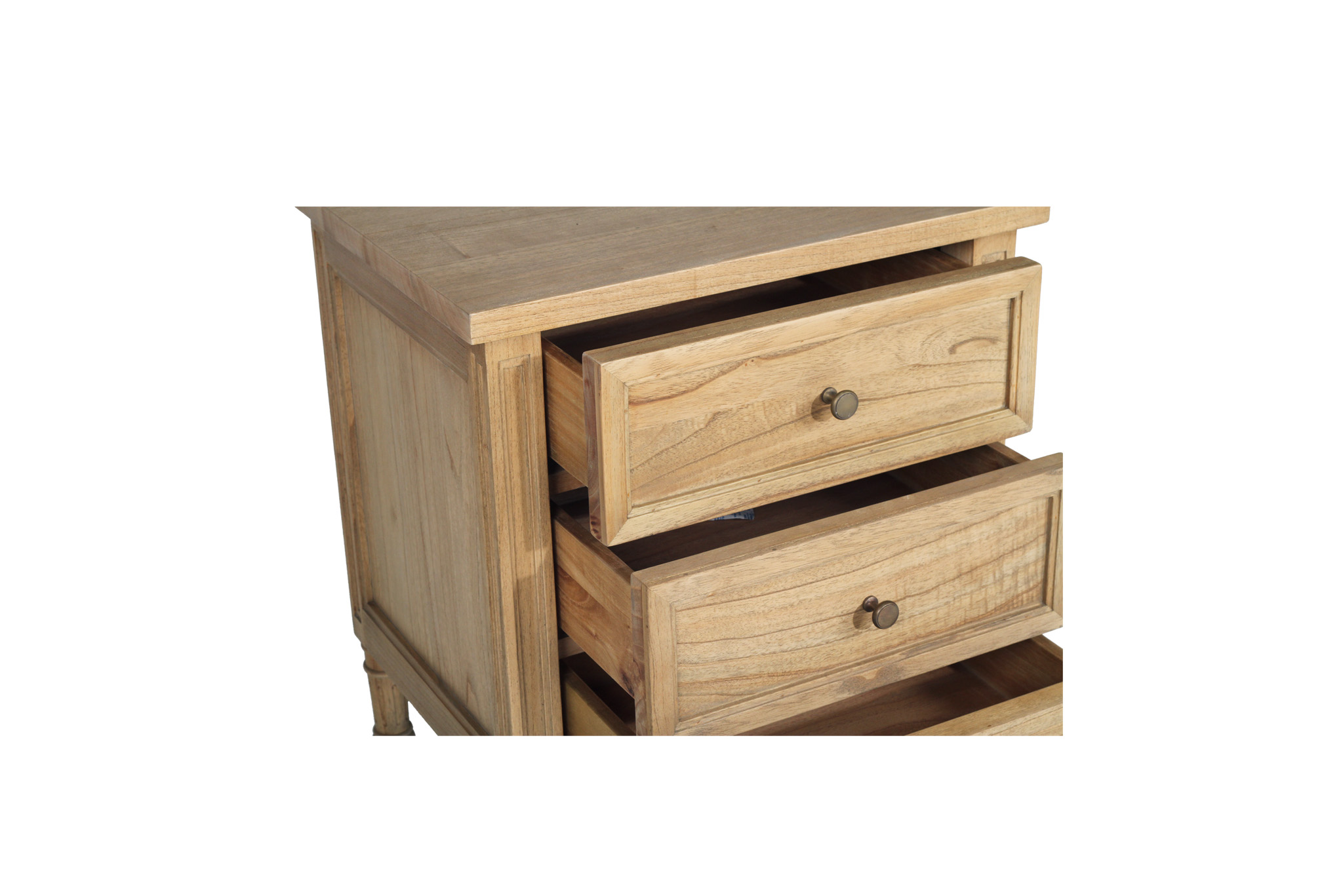 Hamilton Bedside Table - 3 Drawer - Weathered Oak - Image 7
