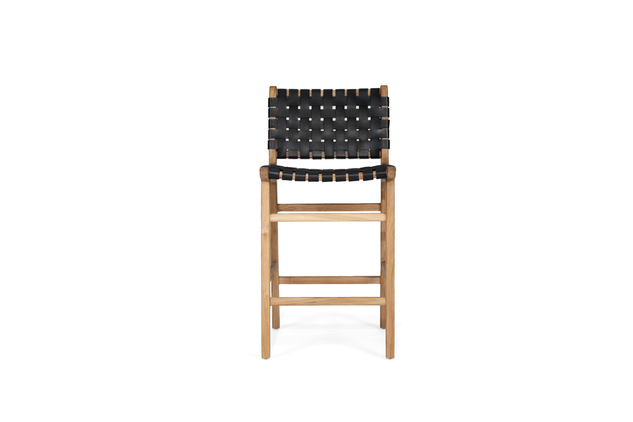 Pasadena Leather Counter Stool - Black - Woven - Image 2