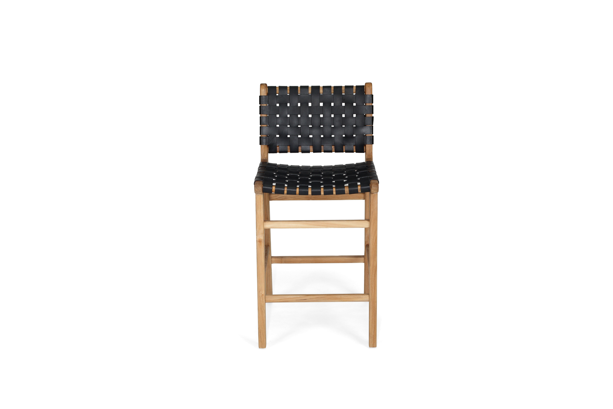 Pasadena Leather Counter Stool - Black - Woven - Image 3