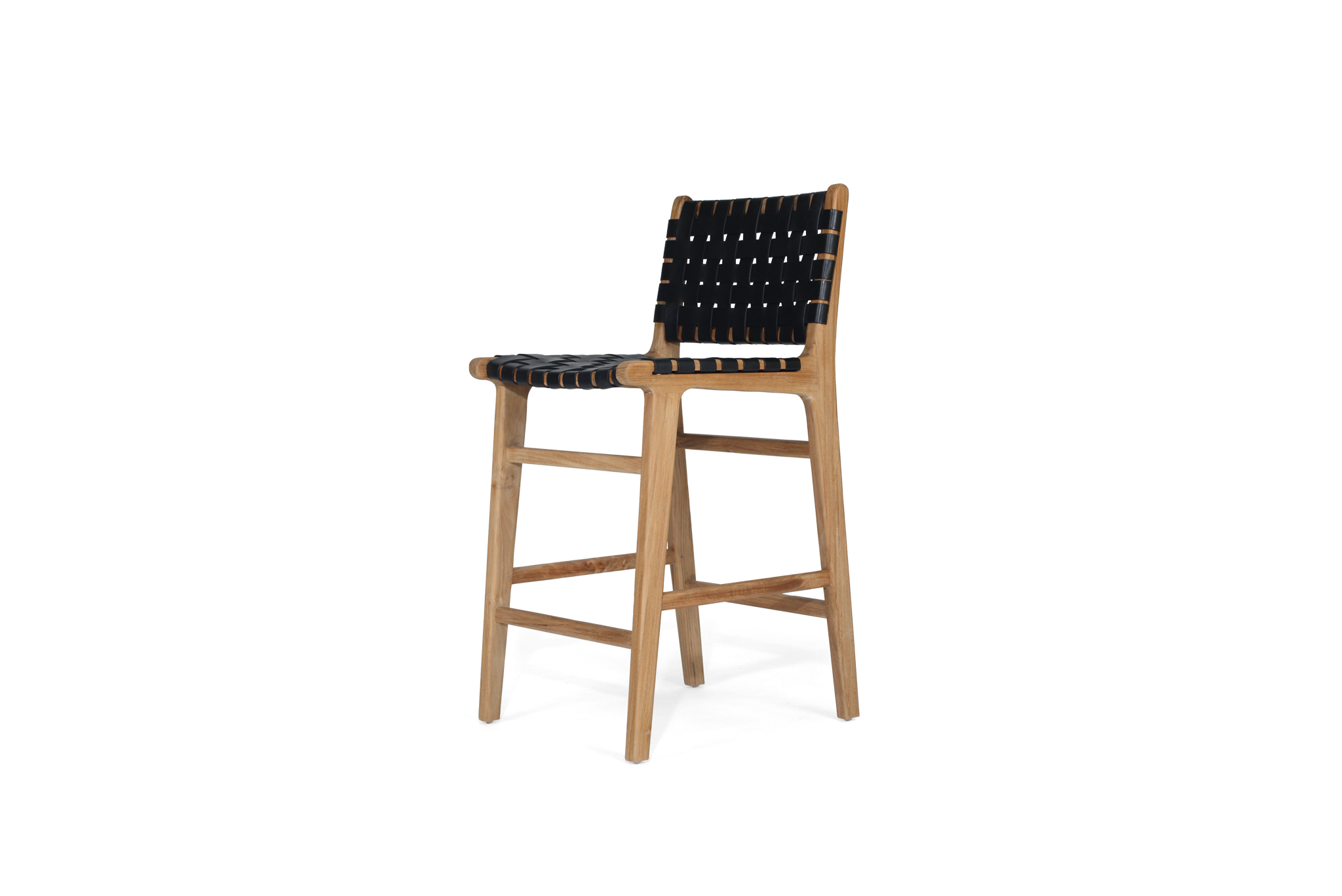 Pasadena Leather Counter Stool - Black - Woven