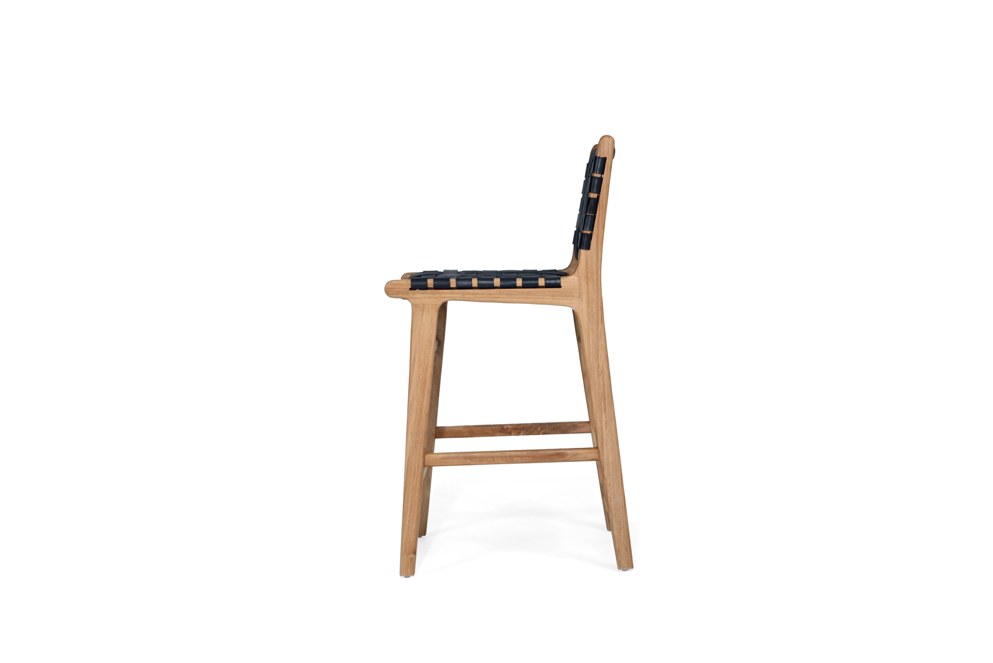 Pasadena Leather Counter Stool - Black - Woven - Image 4