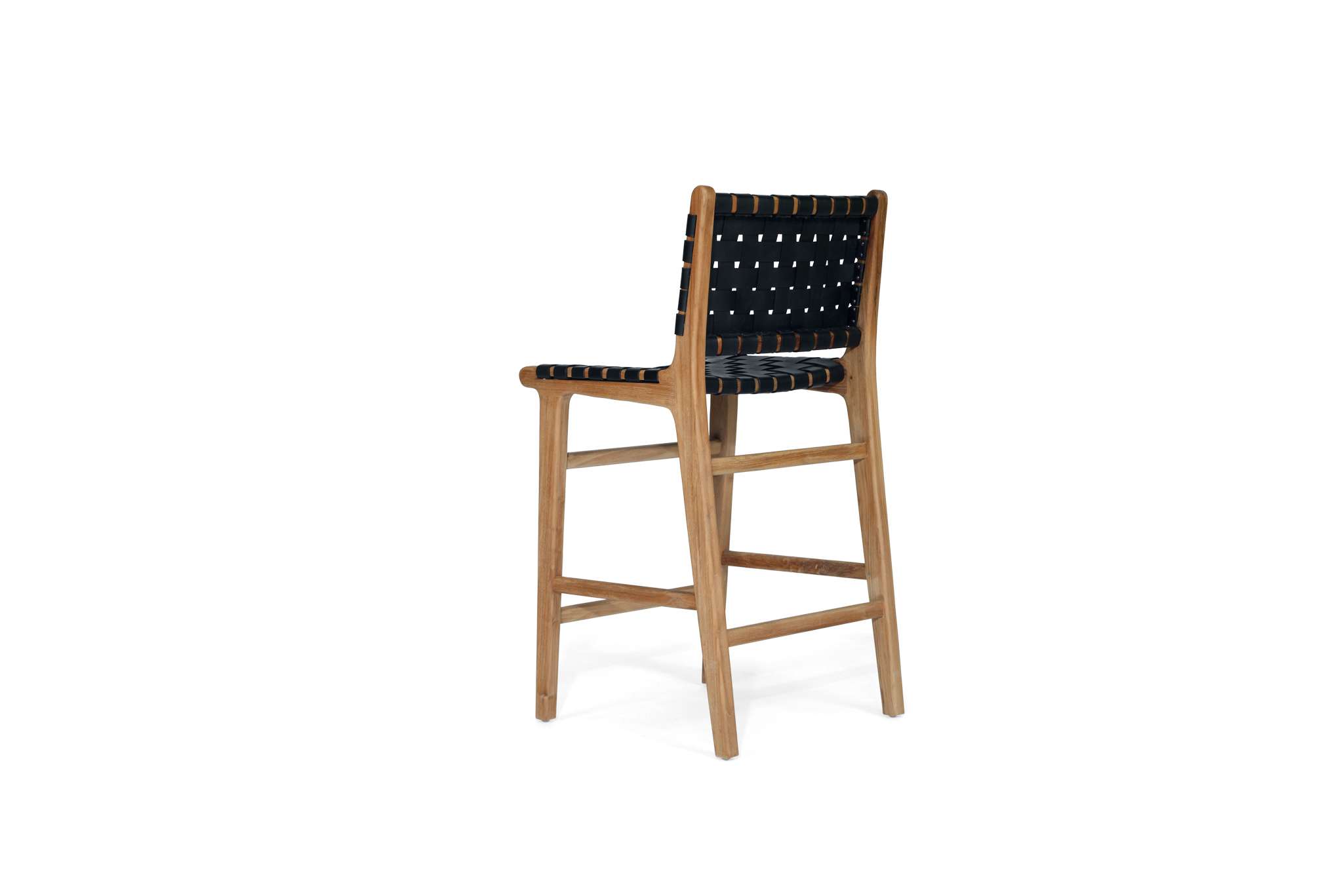 Pasadena Leather Counter Stool - Black - Woven - Image 5