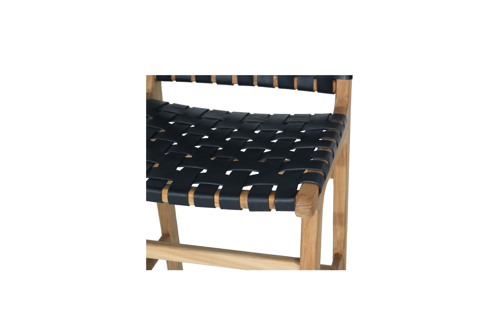 Pasadena Leather Counter Stool - Black - Woven - Image 7
