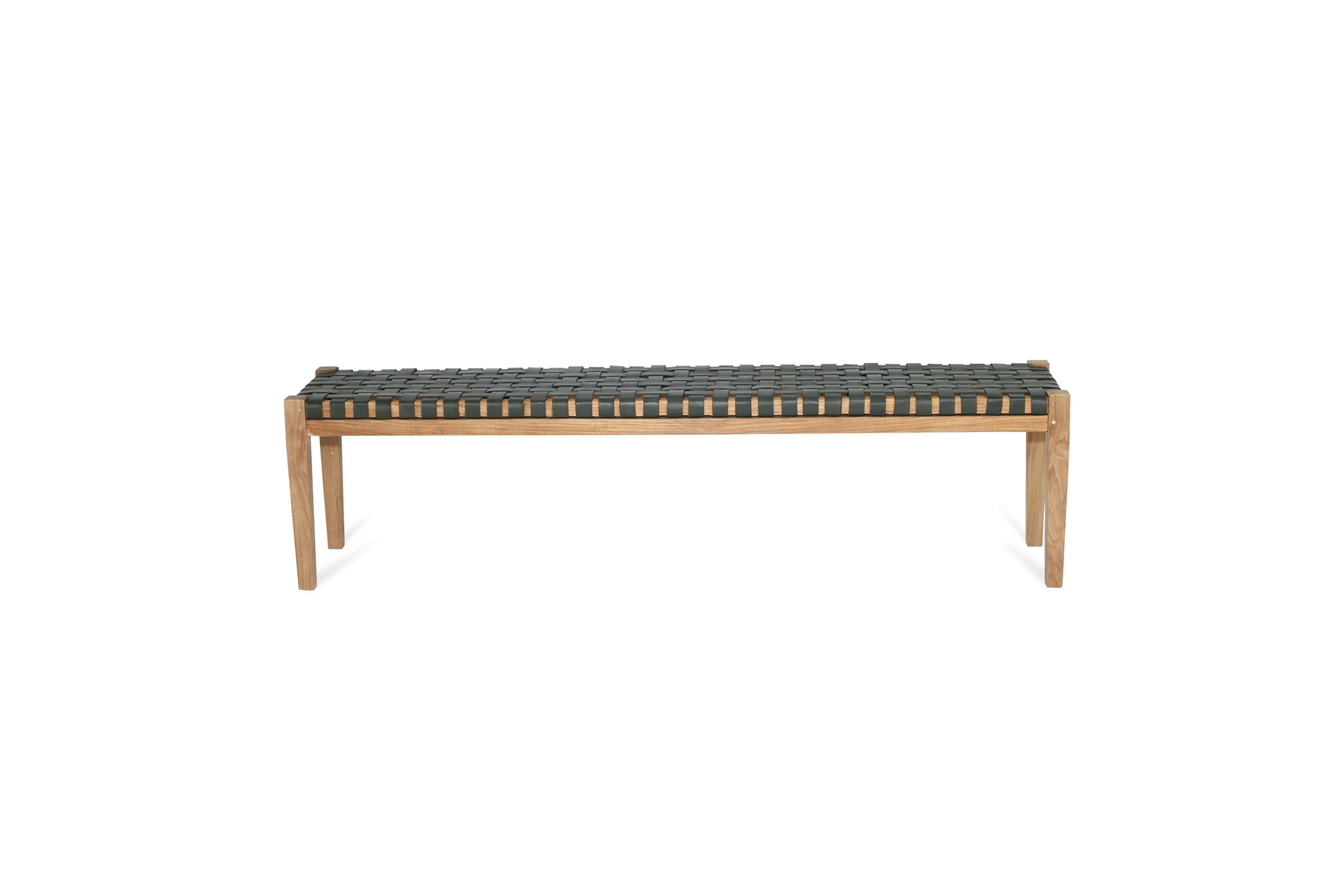 Pasadena Leather Strap Bench - Olive-Woven - 1.8m