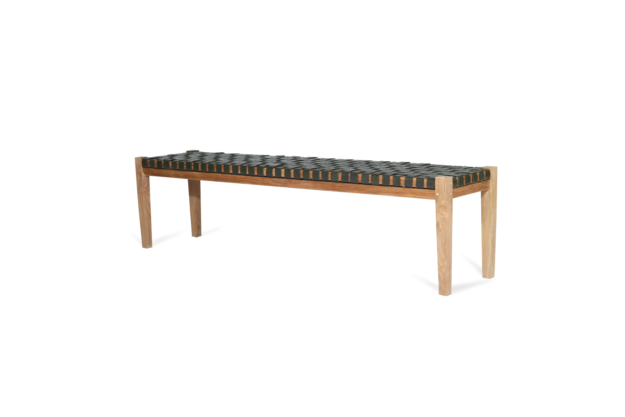 Pasadena Leather Strap Bench - Olive-Woven - 1.8m - Image 2