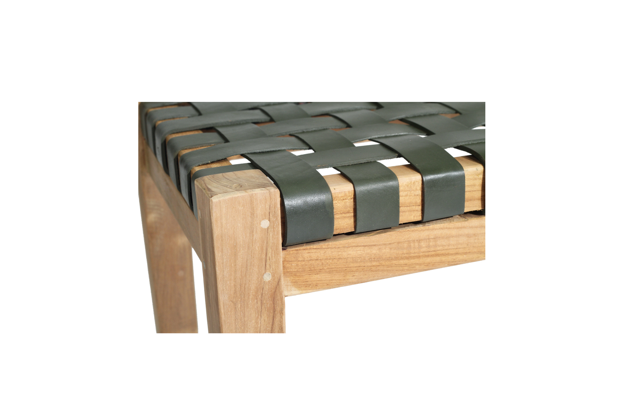 Pasadena Leather Strap Bench - Olive-Woven - 1.8m - Image 5