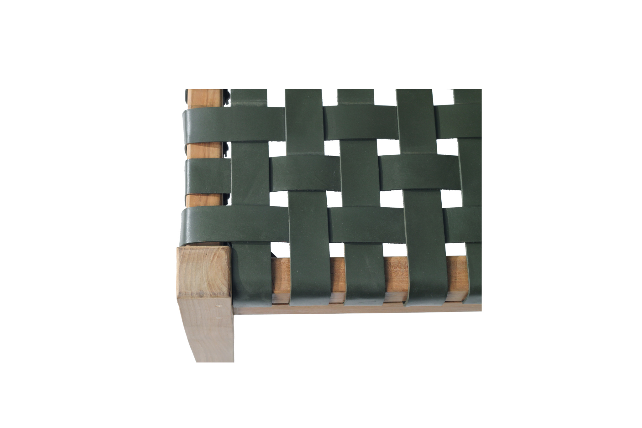 Pasadena Leather Strap Bench - Olive-Woven - 1.8m - Image 6
