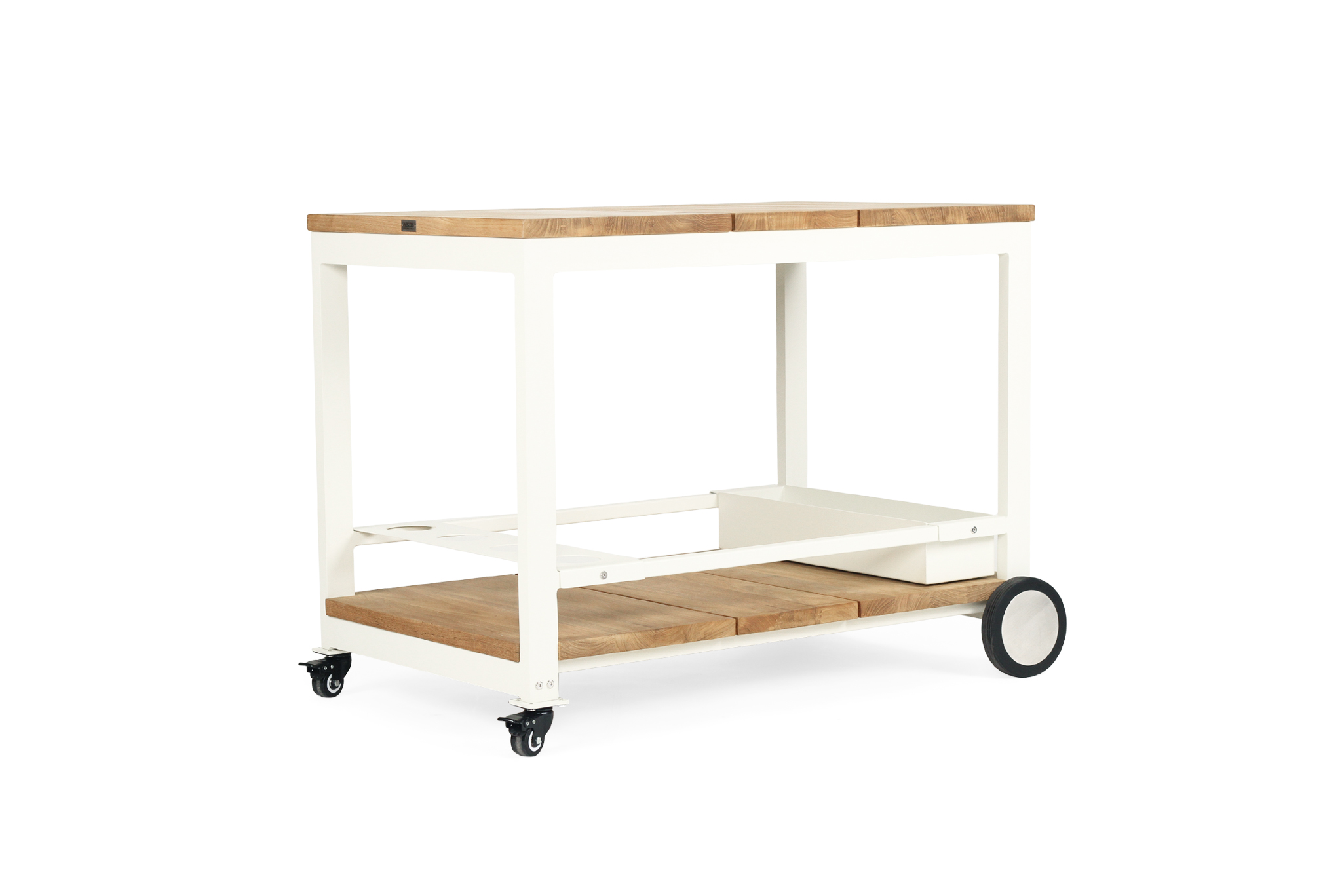 Carmel Outdoor Bar Cart - Pearl White Powder Coated Frame