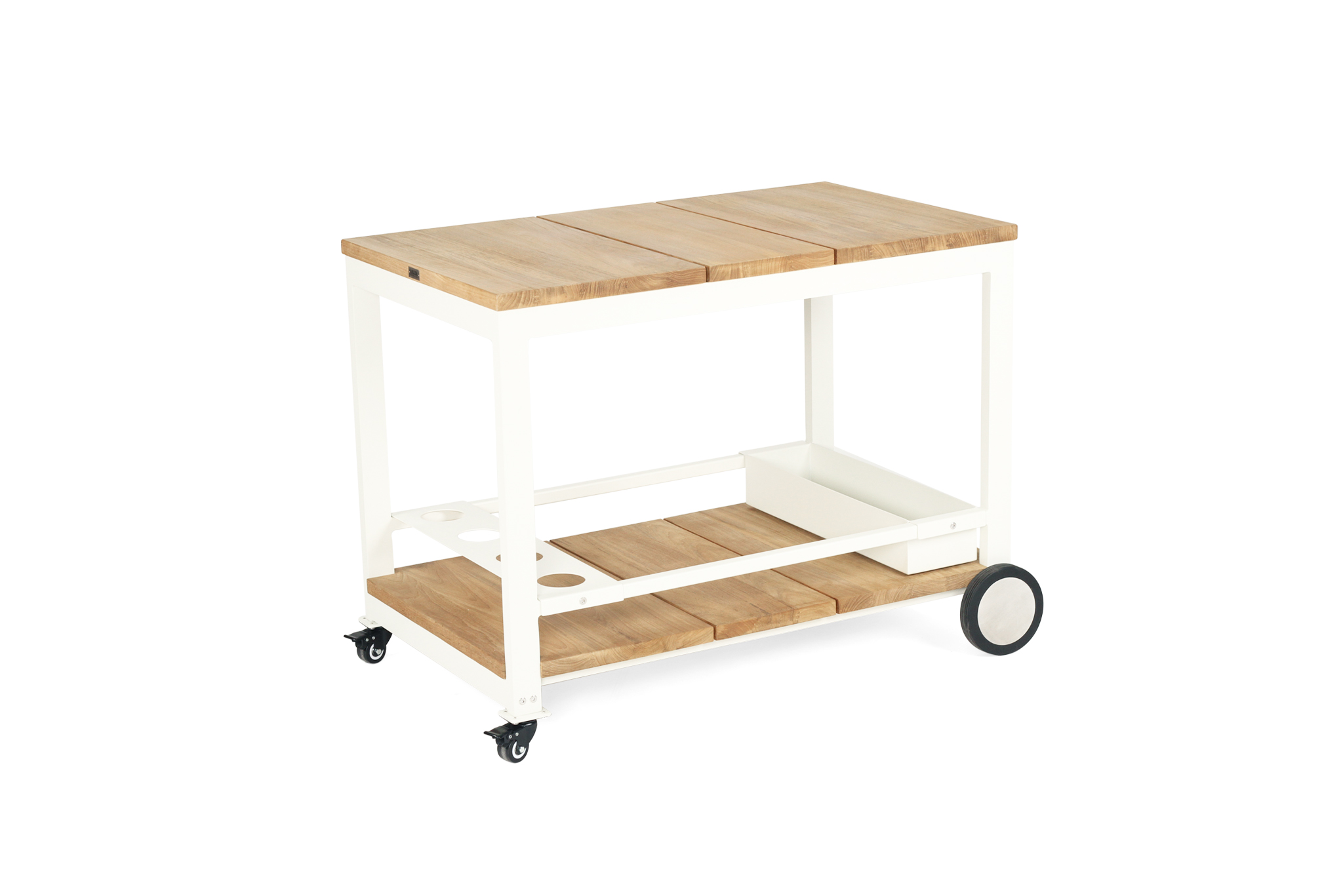 Carmel Outdoor Bar Cart - Pearl White Powder Coated Frame - Image 3