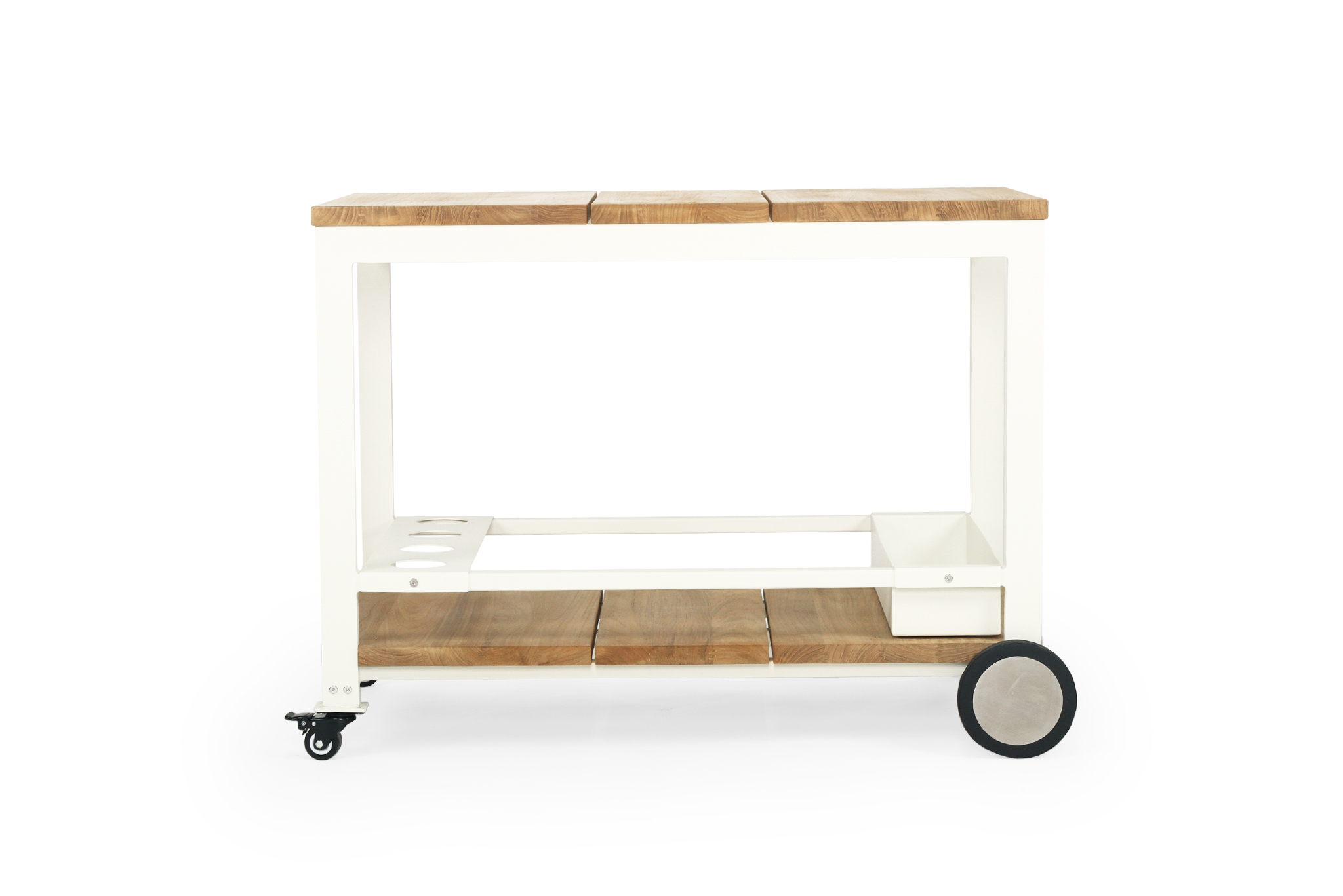 Carmel Outdoor Bar Cart - Pearl White Powder Coated Frame - Image 4