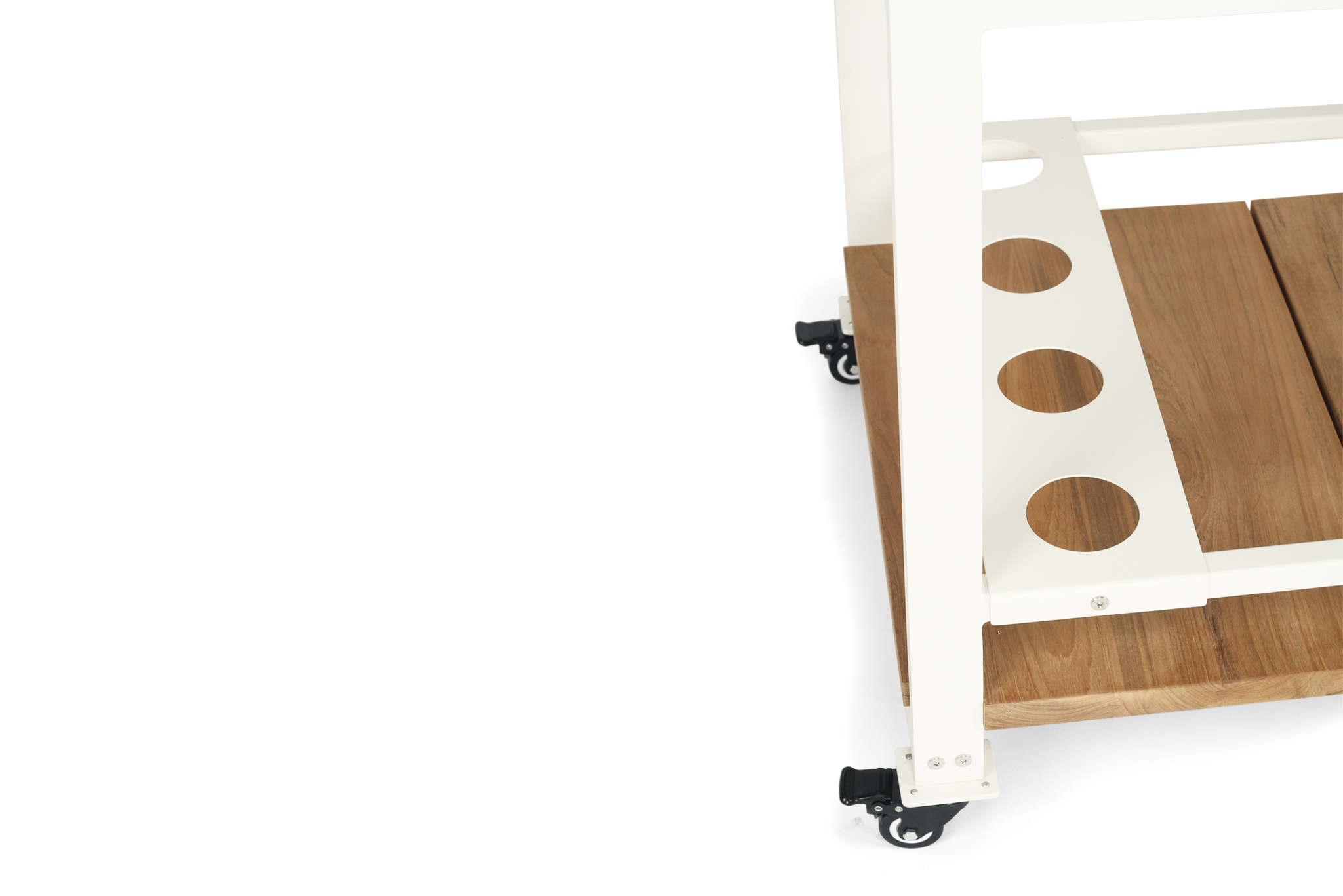 Carmel Outdoor Bar Cart - Pearl White Powder Coated Frame - Image 5