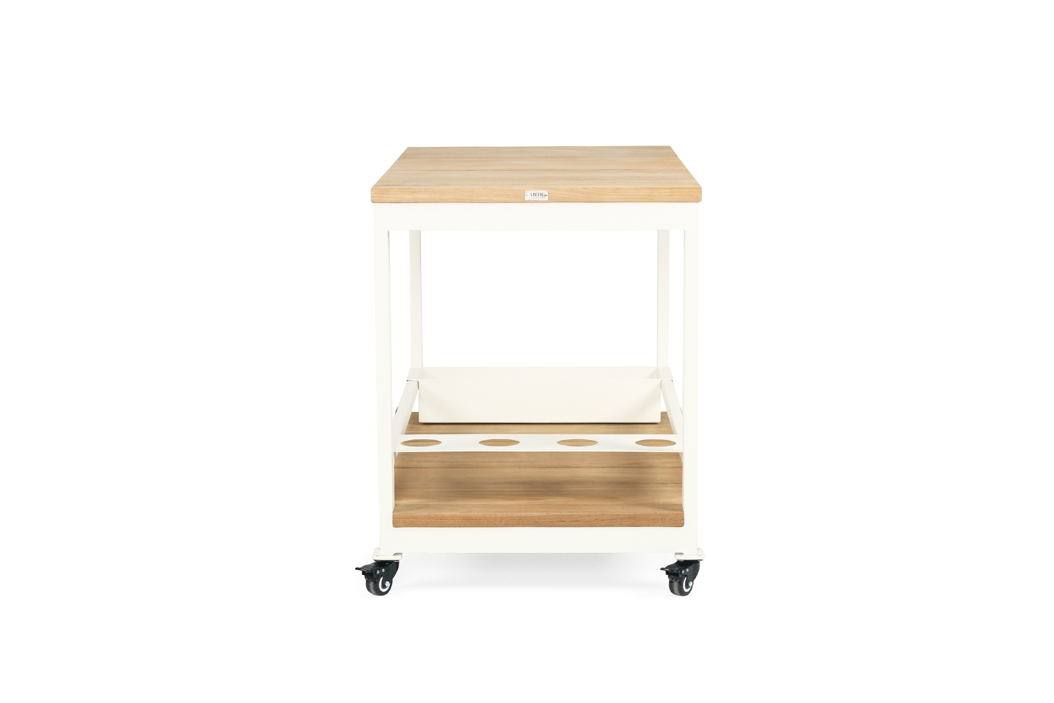 Carmel Outdoor Bar Cart - Pearl White Powder Coated Frame - Image 6