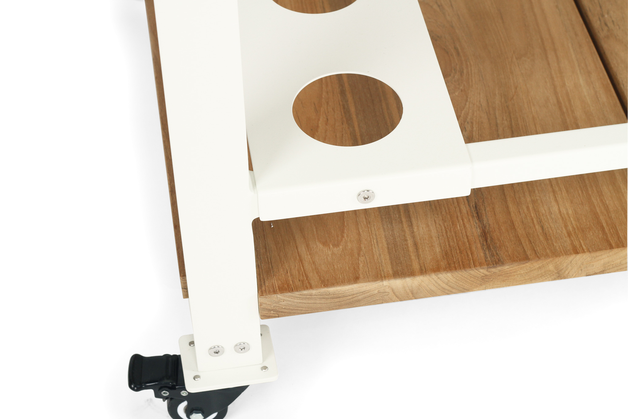 Carmel Outdoor Bar Cart - Pearl White Powder Coated Frame - Image 8