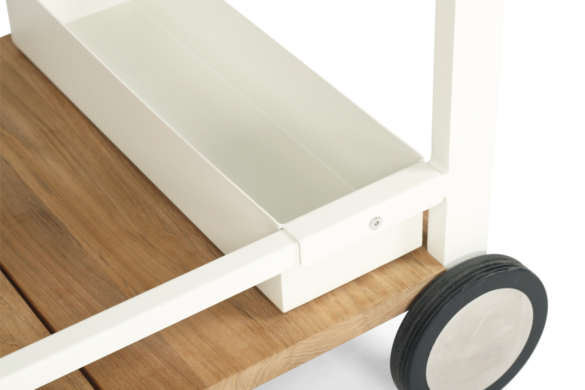 Carmel Outdoor Bar Cart - Pearl White Powder Coated Frame - Image 9