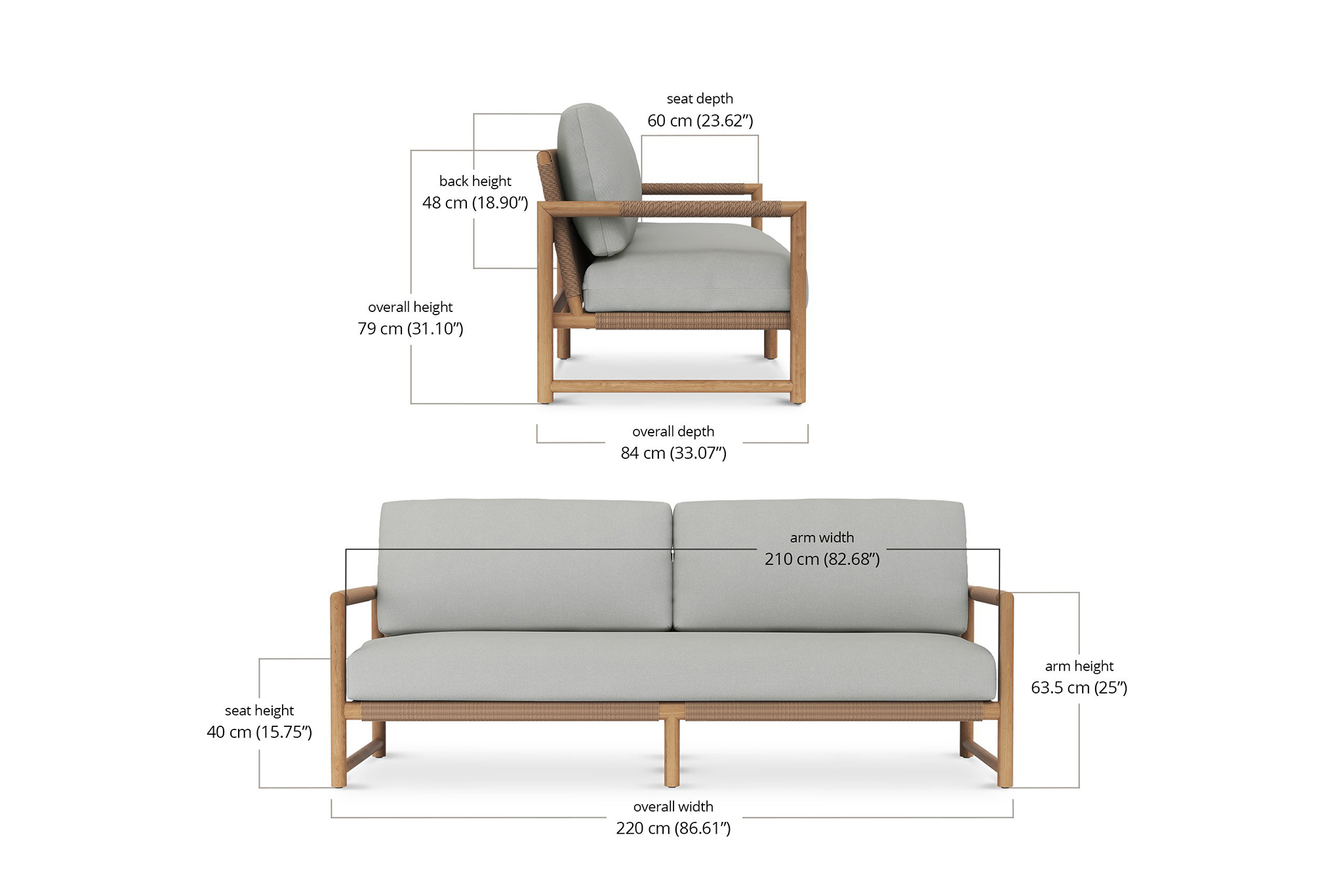 Esperance Outdoor Sofa - 3 Seater - Image 7