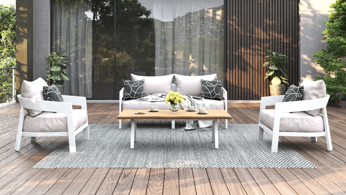 Kingscliff Outdoor Sofa -Powder Coated White Frame - 1 Seater - Image 2