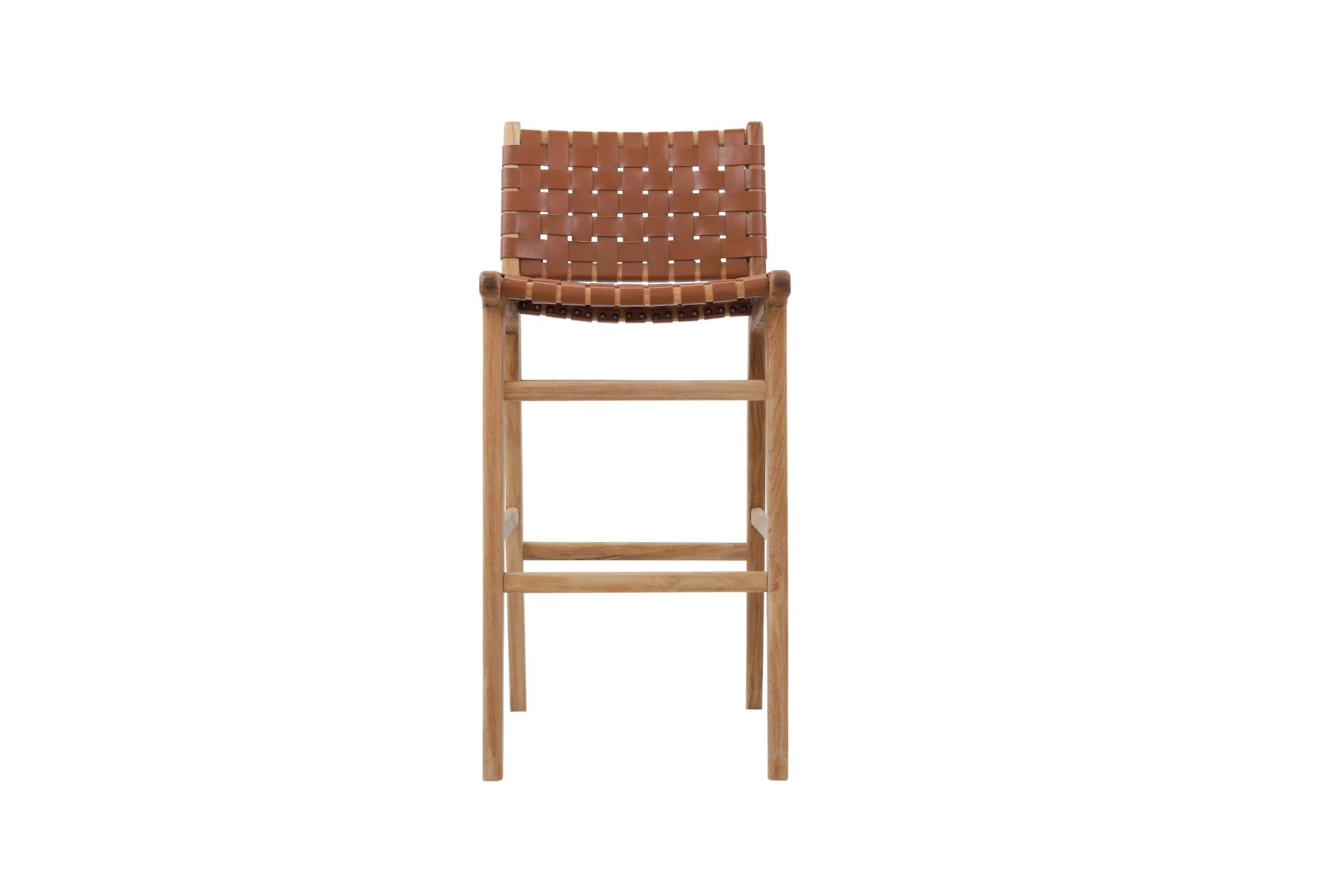 Pasadena Leather Bar Stool - Tan- Woven - Image 3
