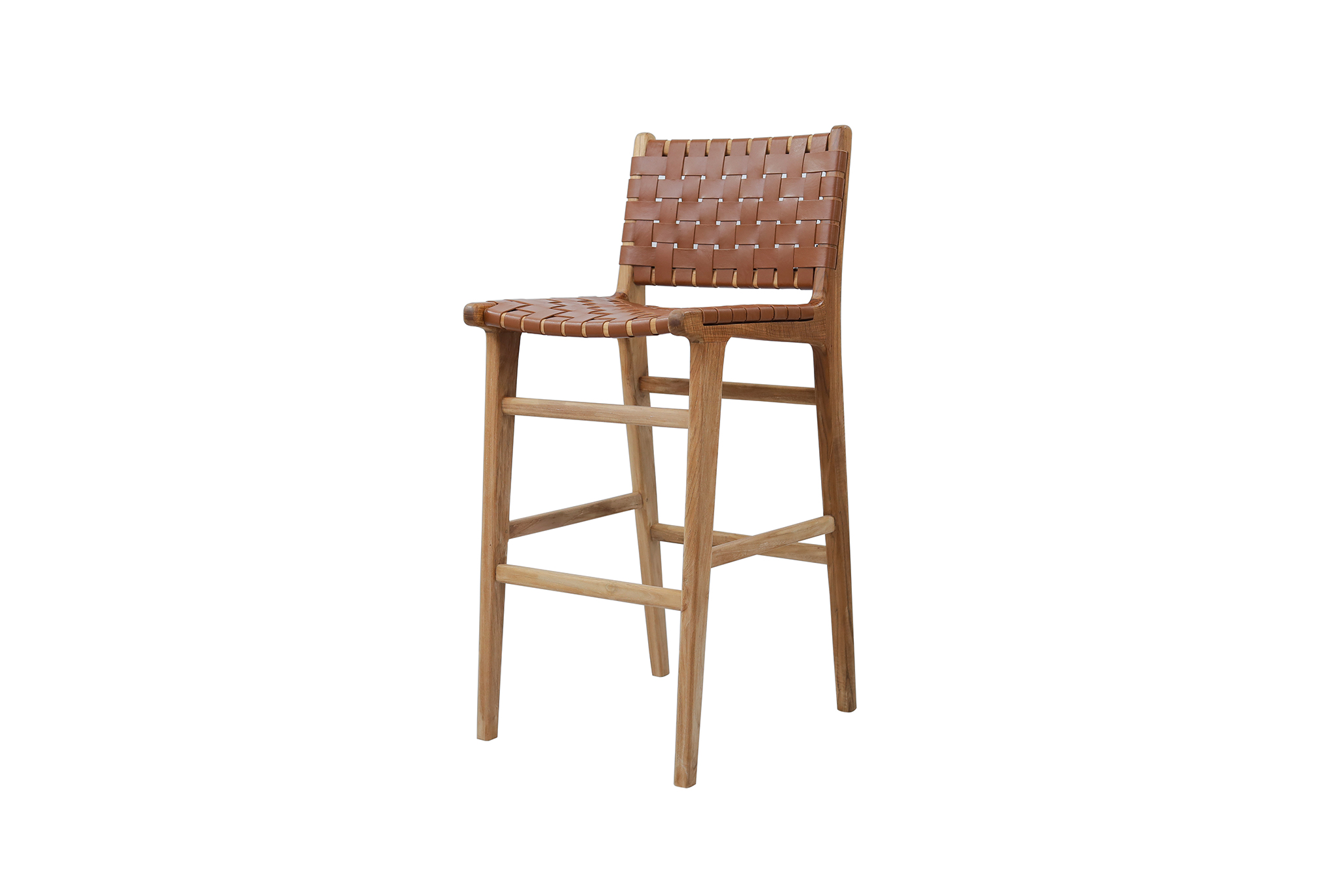 Pasadena Leather Bar Stool - Tan- Woven