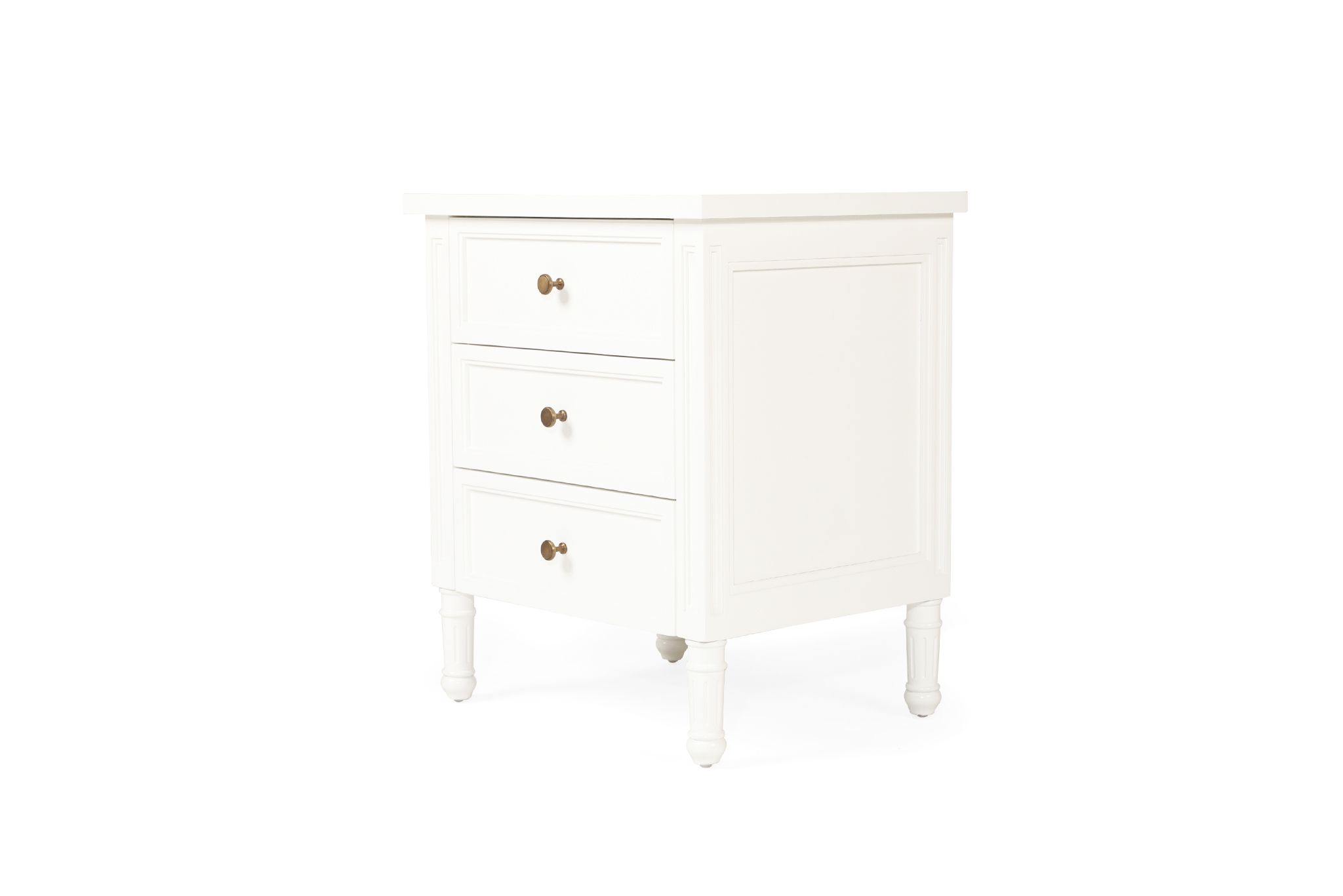 Hamilton Bedside Table - 3 Drawer - White - Image 4