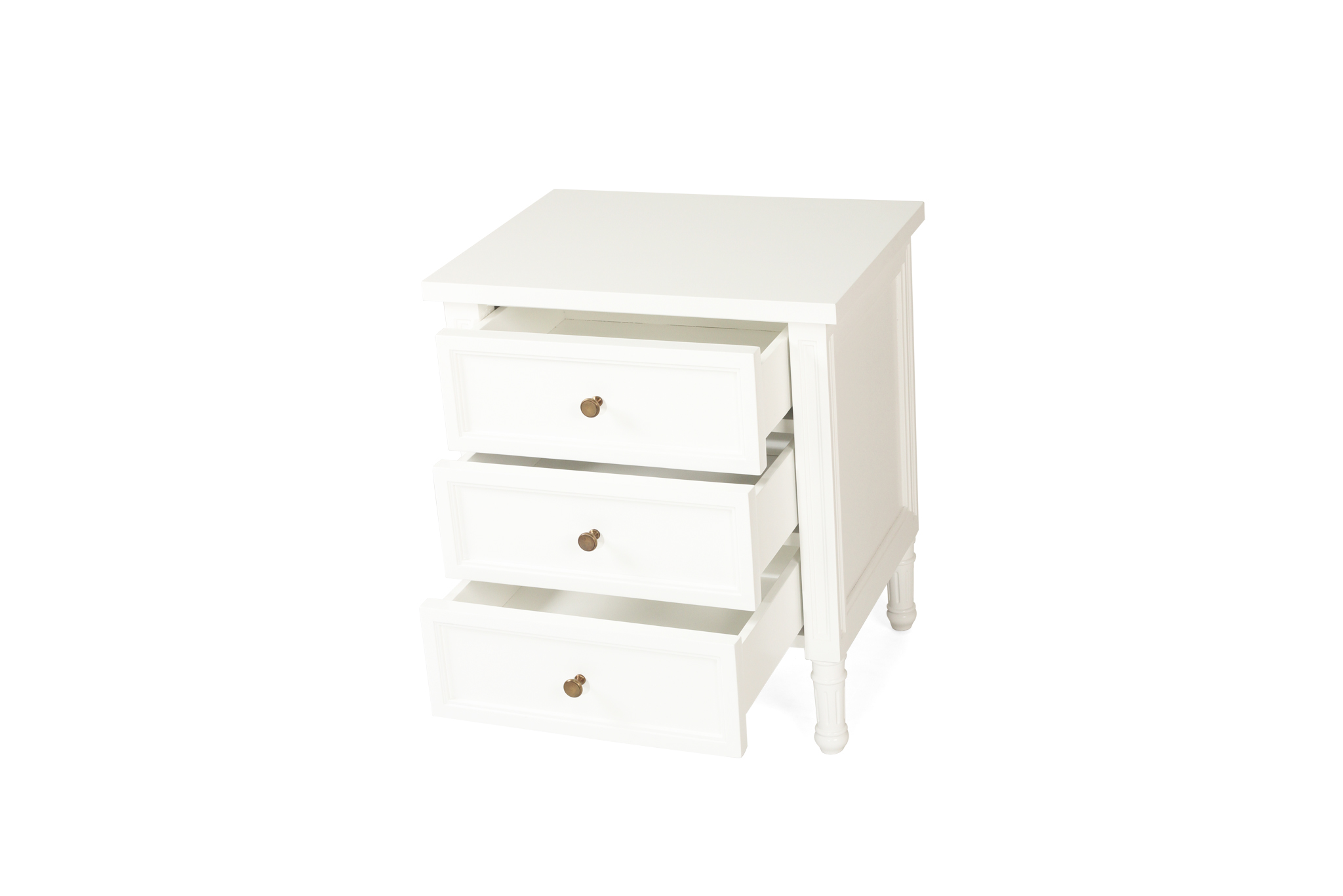 Hamilton Bedside Table - 3 Drawer - White - Image 5