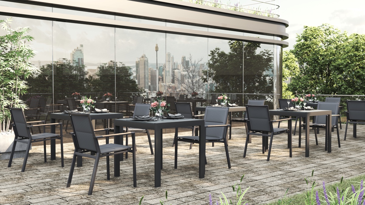 Roberto Outdoor Dining Table 80cm - Asteroid Black (Charcoal) - Image 2