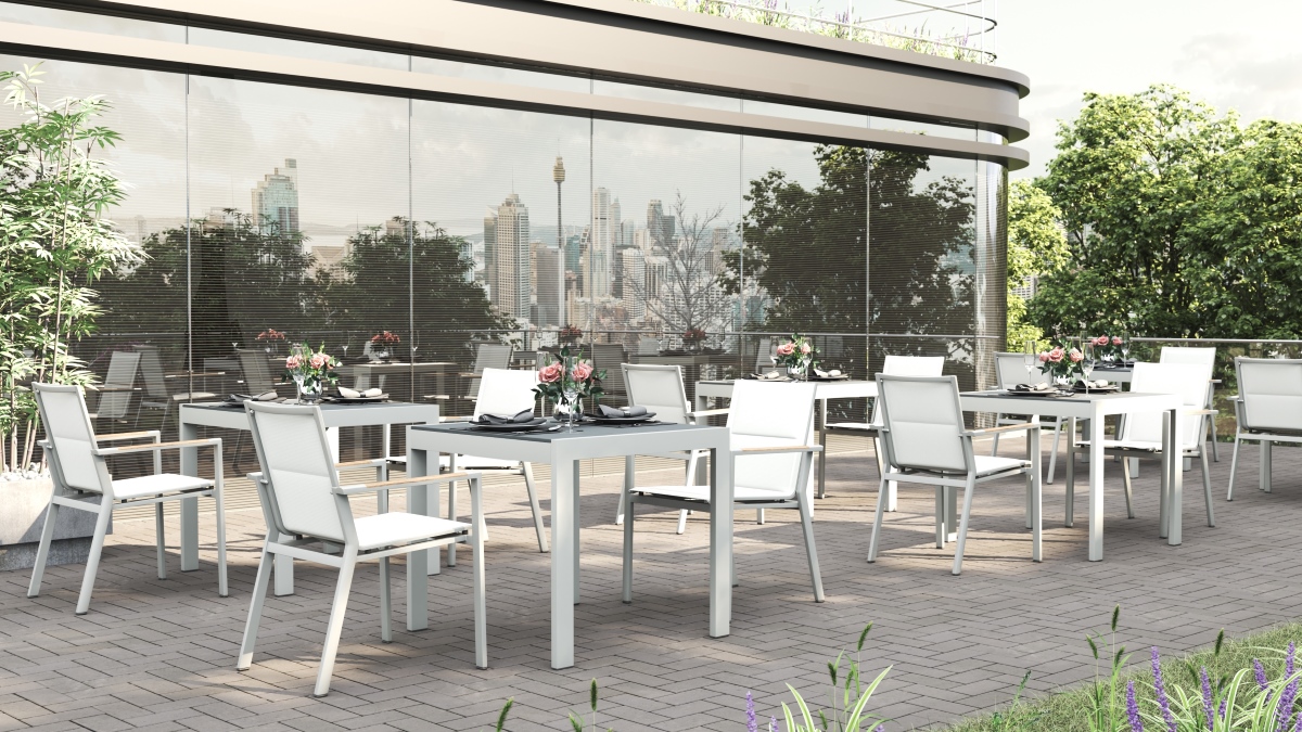Roberto Stackable Outdoor Dining Chair - Pearl White - Set of 4 - Image 18
