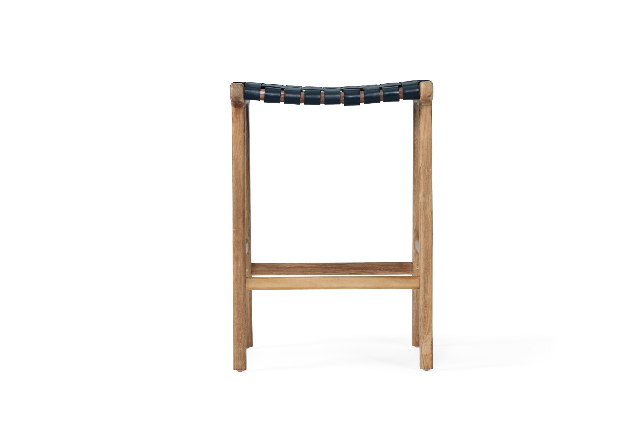 Pasadena Leather Saddle Stool - Woven Black